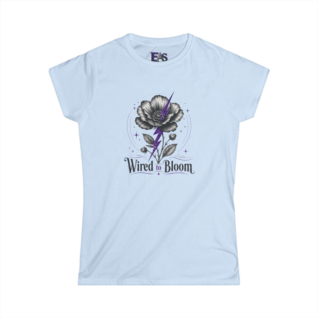 Wired to Bloom Epilepsy Awareness T-Shirt | Subtle Purple Lightning Floral Tee