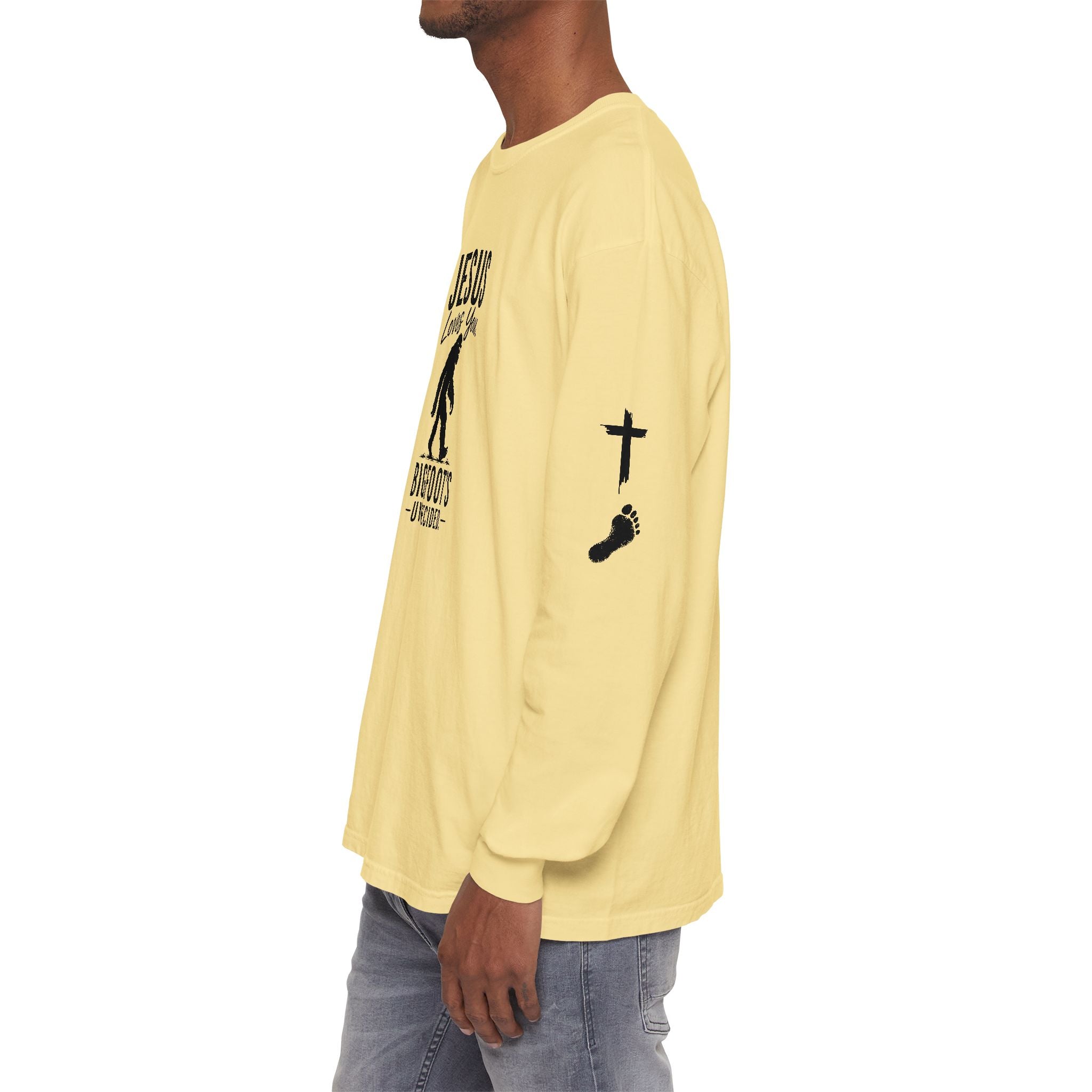 Jesus Loves You. Bigfoot’s Undecided. Long Sleeve Shirt
