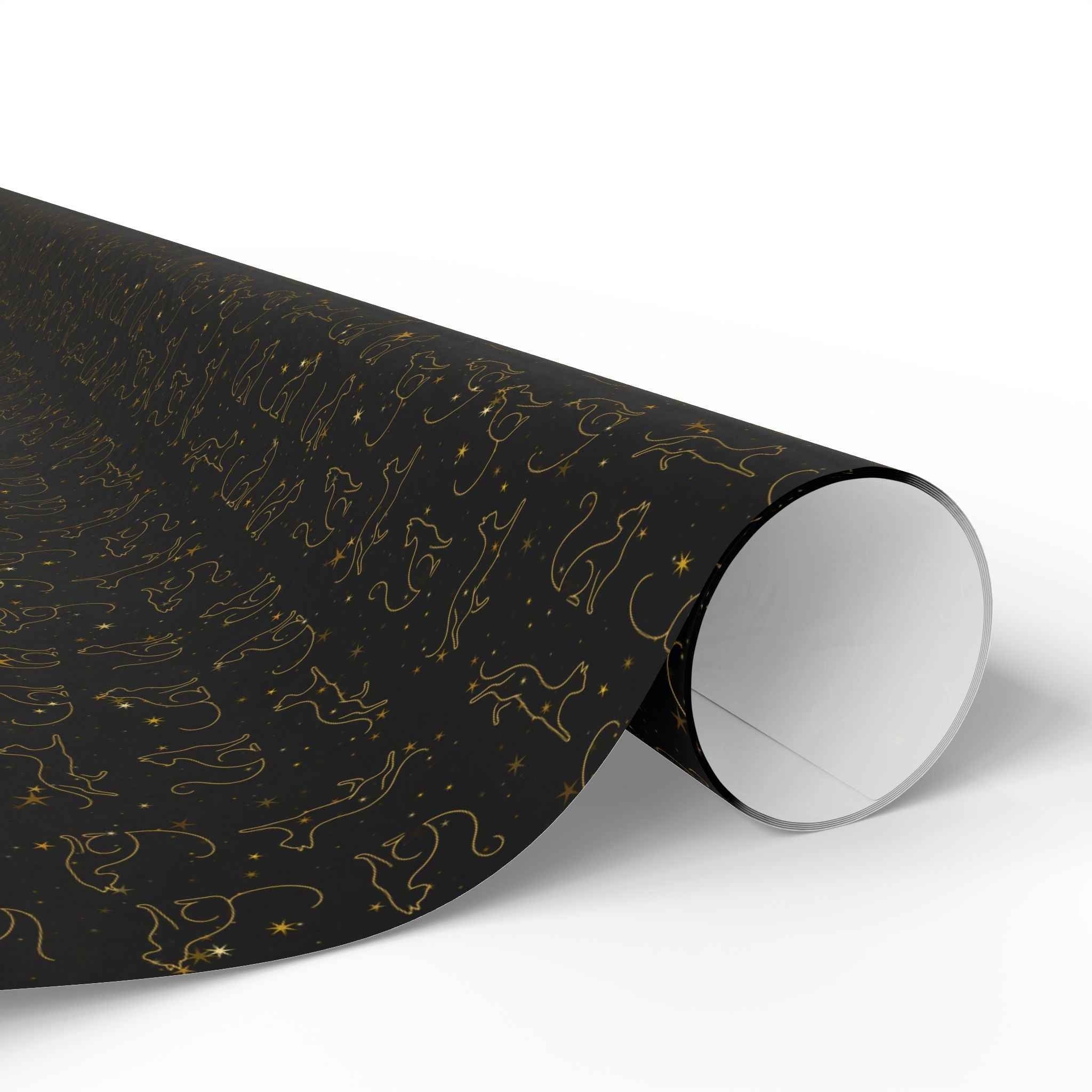 Gold Foil Line-Art Cats Gift Wrap – Elegant All-Purpose Wrapping Paper