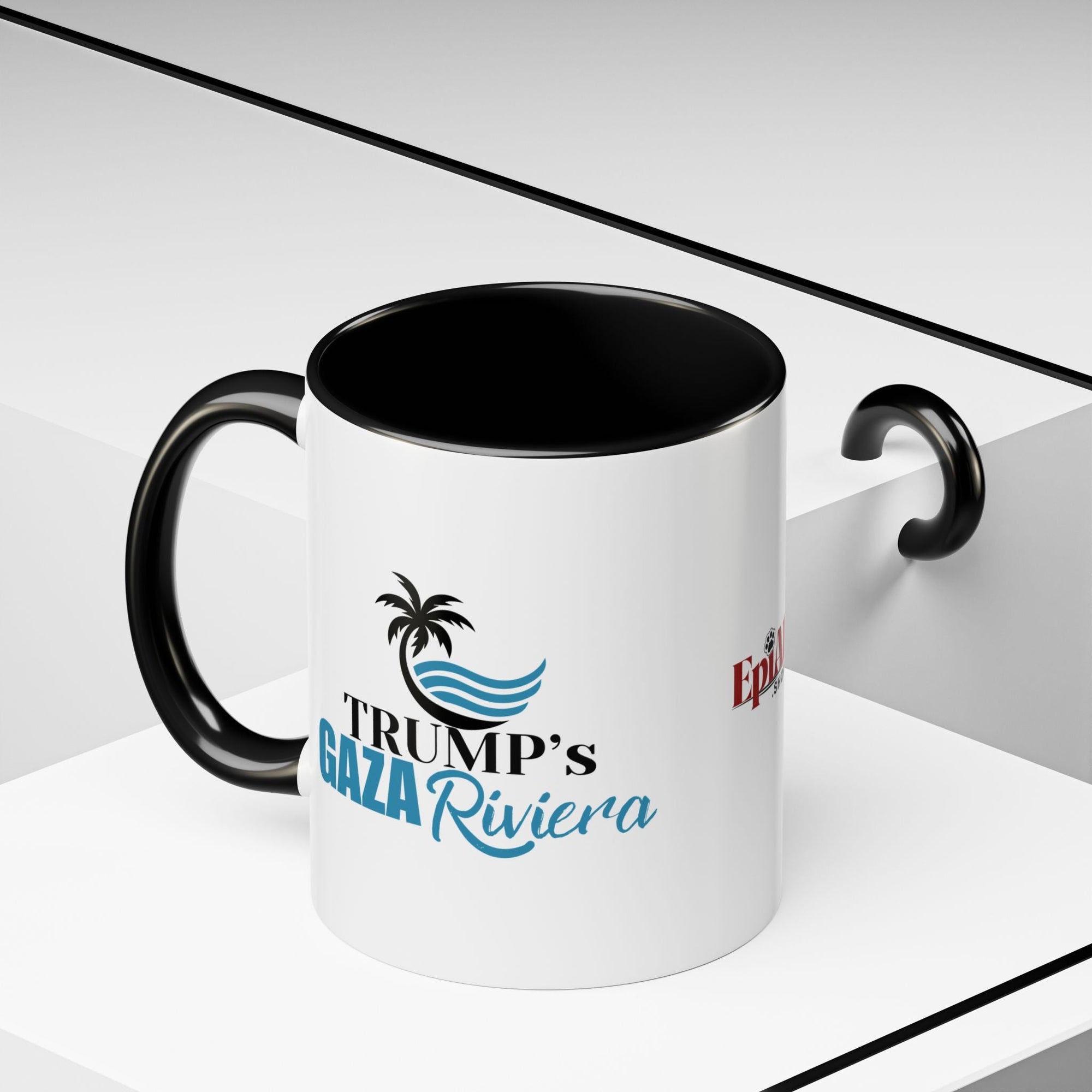 Tropical Trump’s Gaza Riviera Accent Coffee Mug - 11 & 15oz Ceramic Mug for Beach Lovers Printify