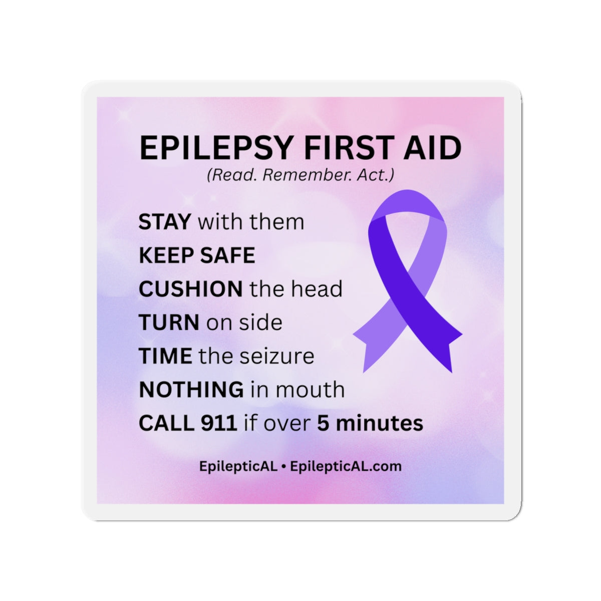 Epilepsy First Aid Magnet | Read. Remember. Act.
