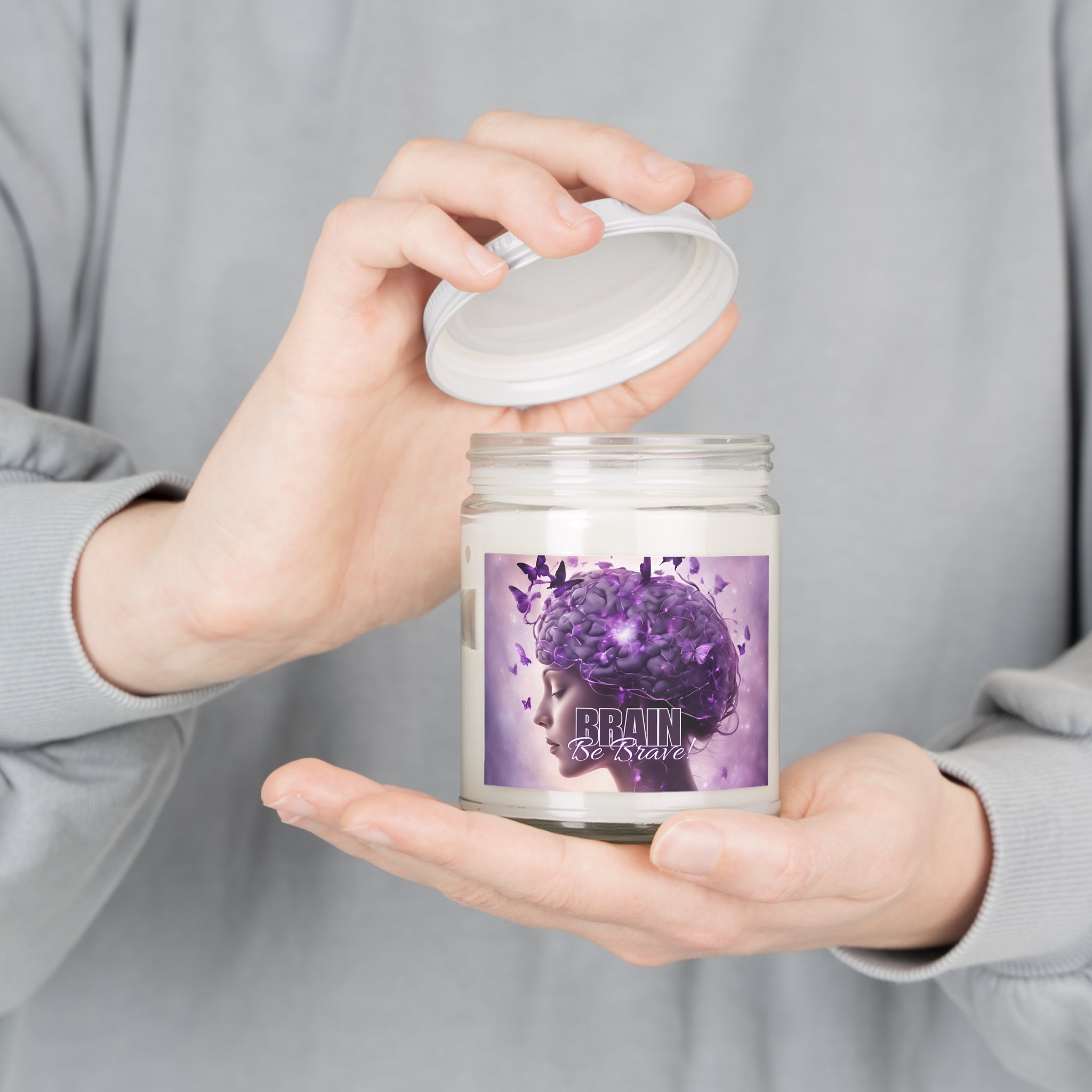 Photo depicting the ​Purple Brain Be Brave Scented Candles, 9oz from EpiAl's Shop.