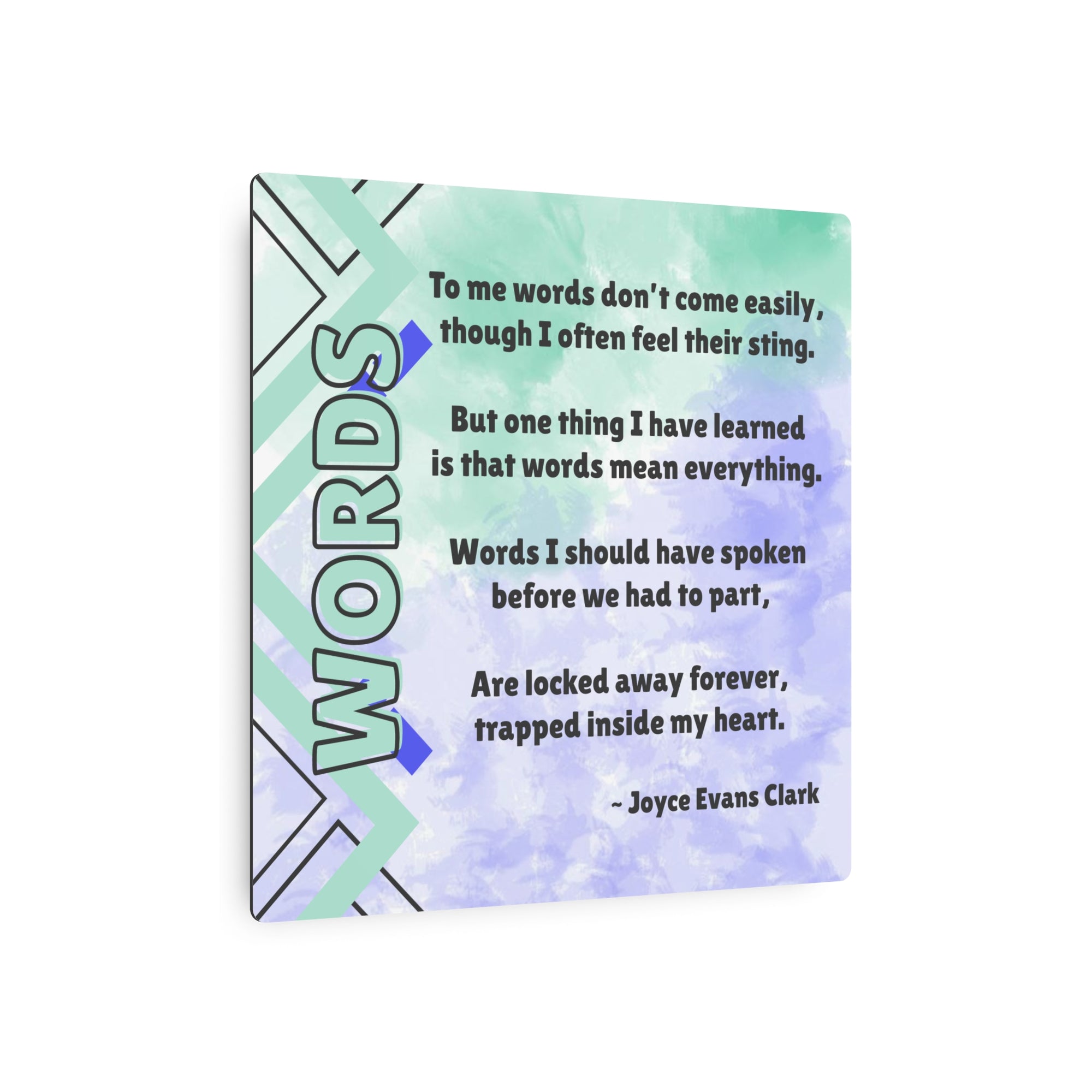 Words Poetry Metal Wall Art Sign, by JEC