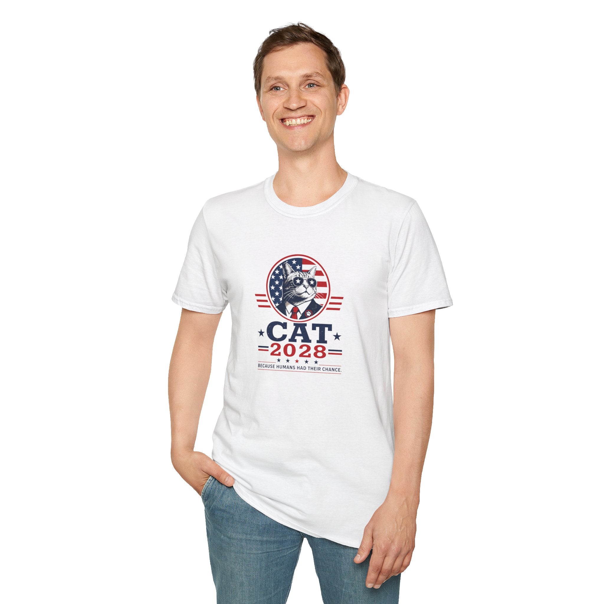 CAT 2028 T-Shirt | Because Humans Had Their Chance Funny Cat Campaign Tee