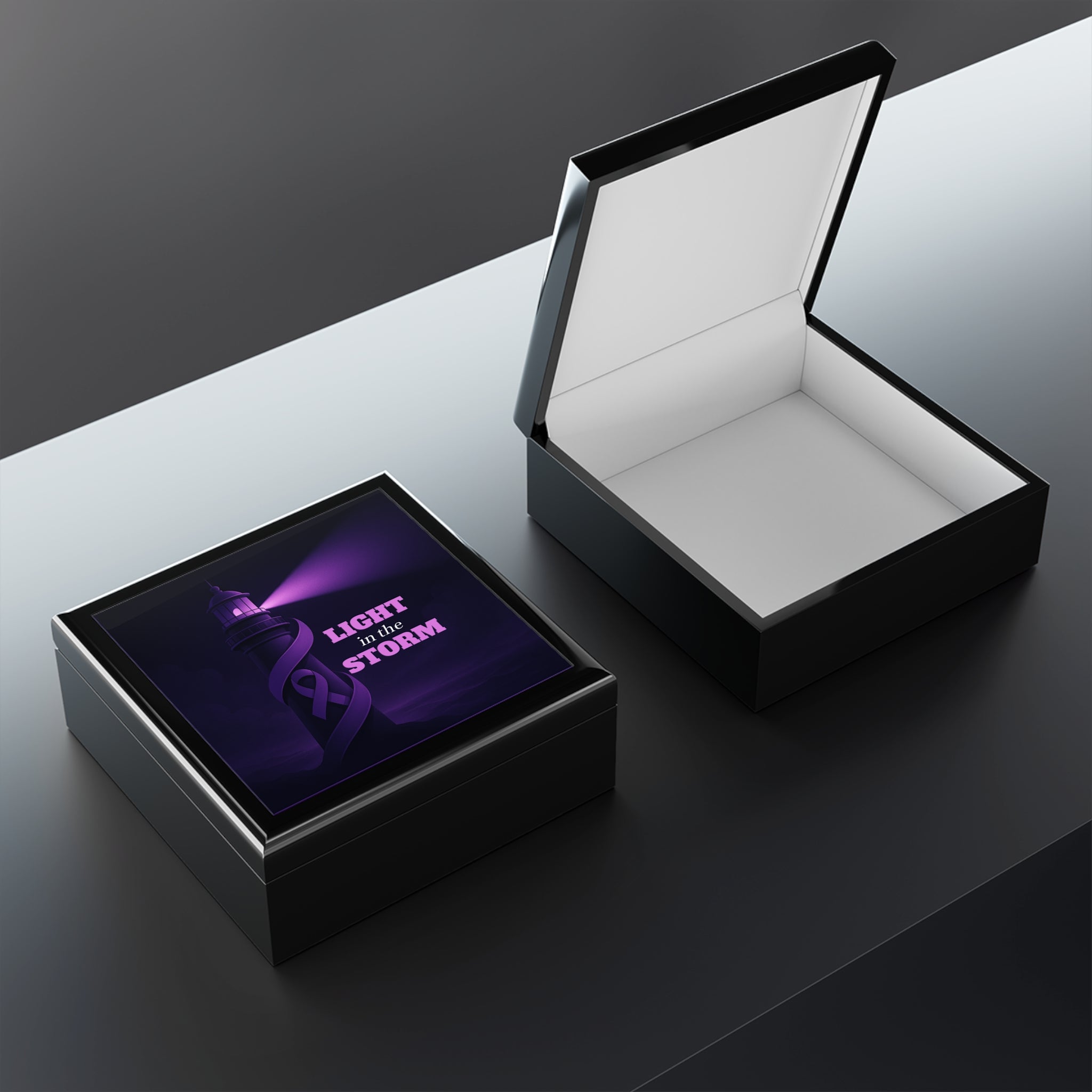 “Light in the Storm” Epilepsy Awareness Black Jewelry Box