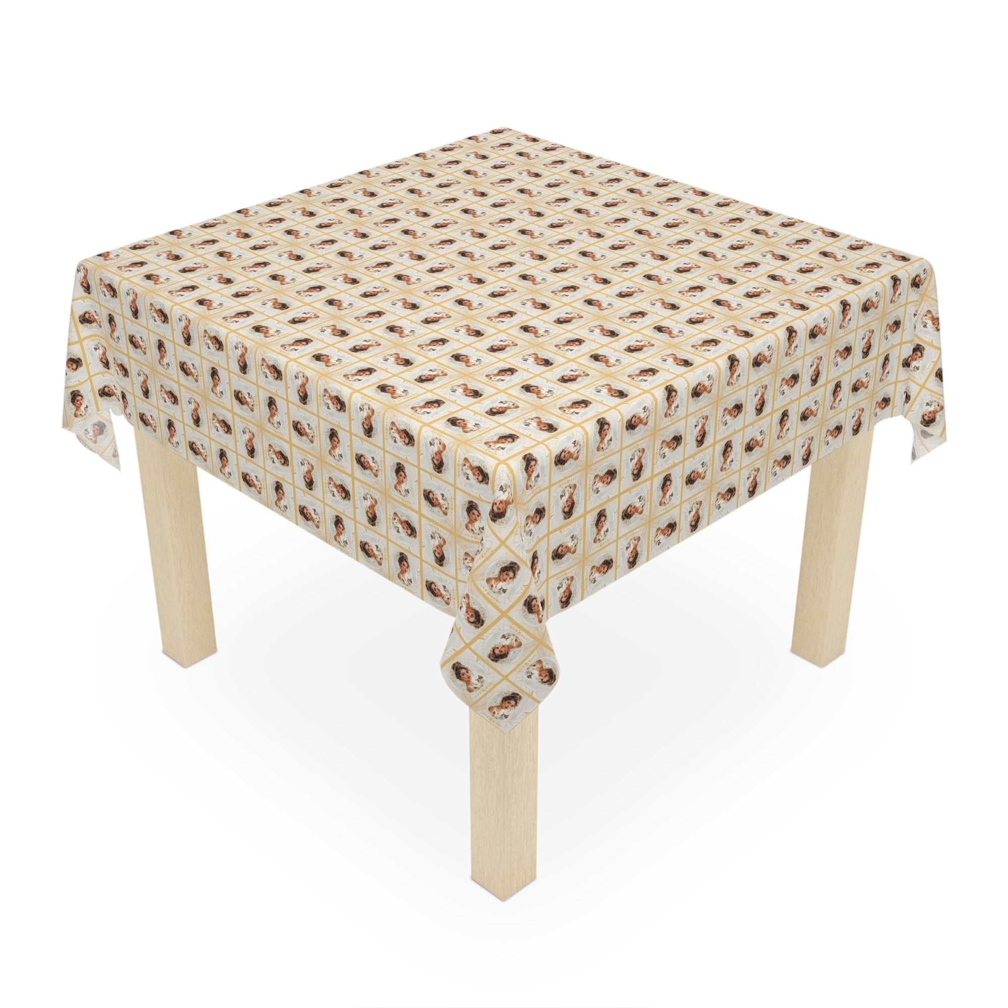 Charming Golden Cat Lady Tablecloth