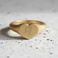 Gold Heart Signet Ring – Patriotic Line Portrait Engraved Ring (18K PVD Stainless Steel)