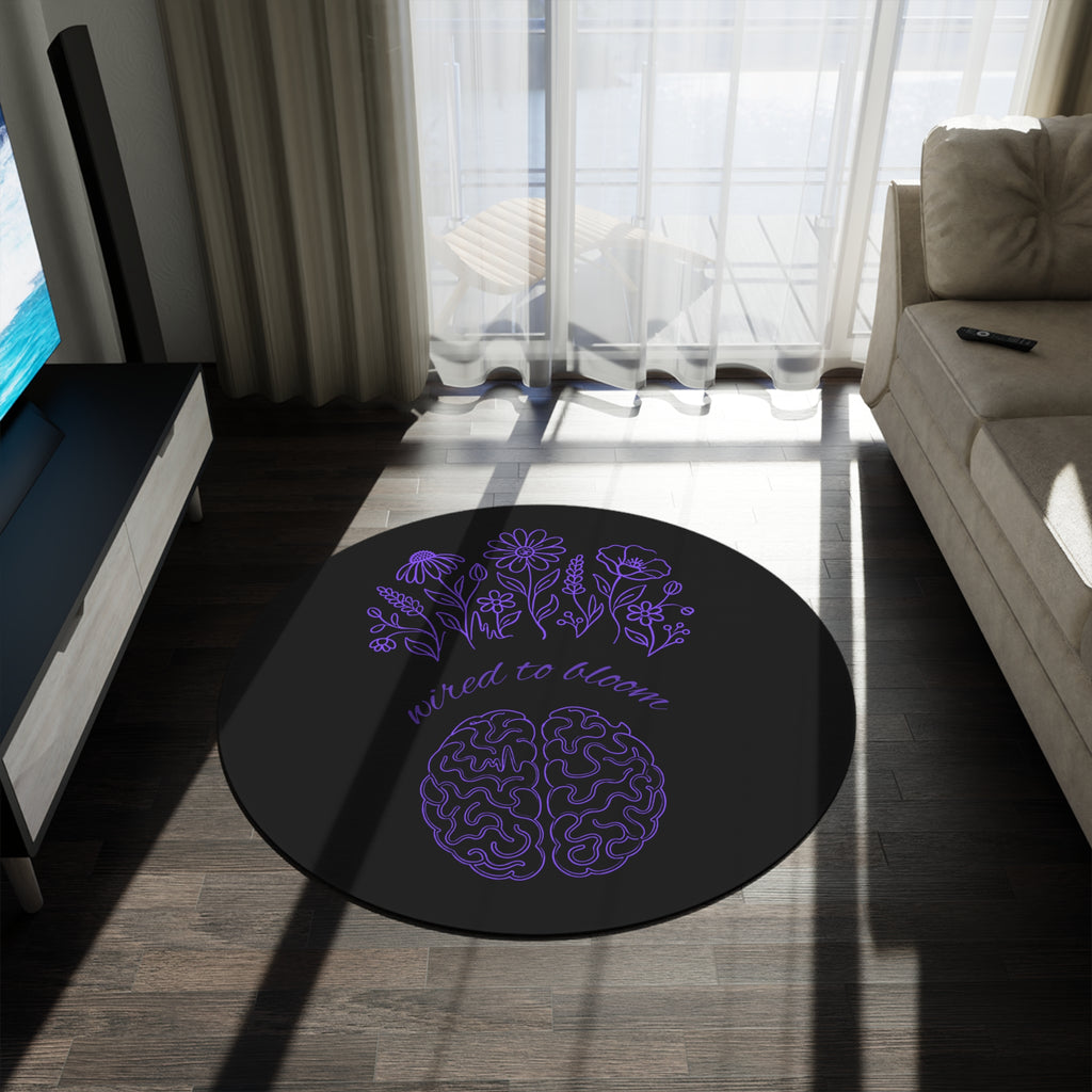 Wired to Bloom Epilepsy Awareness Round Rug