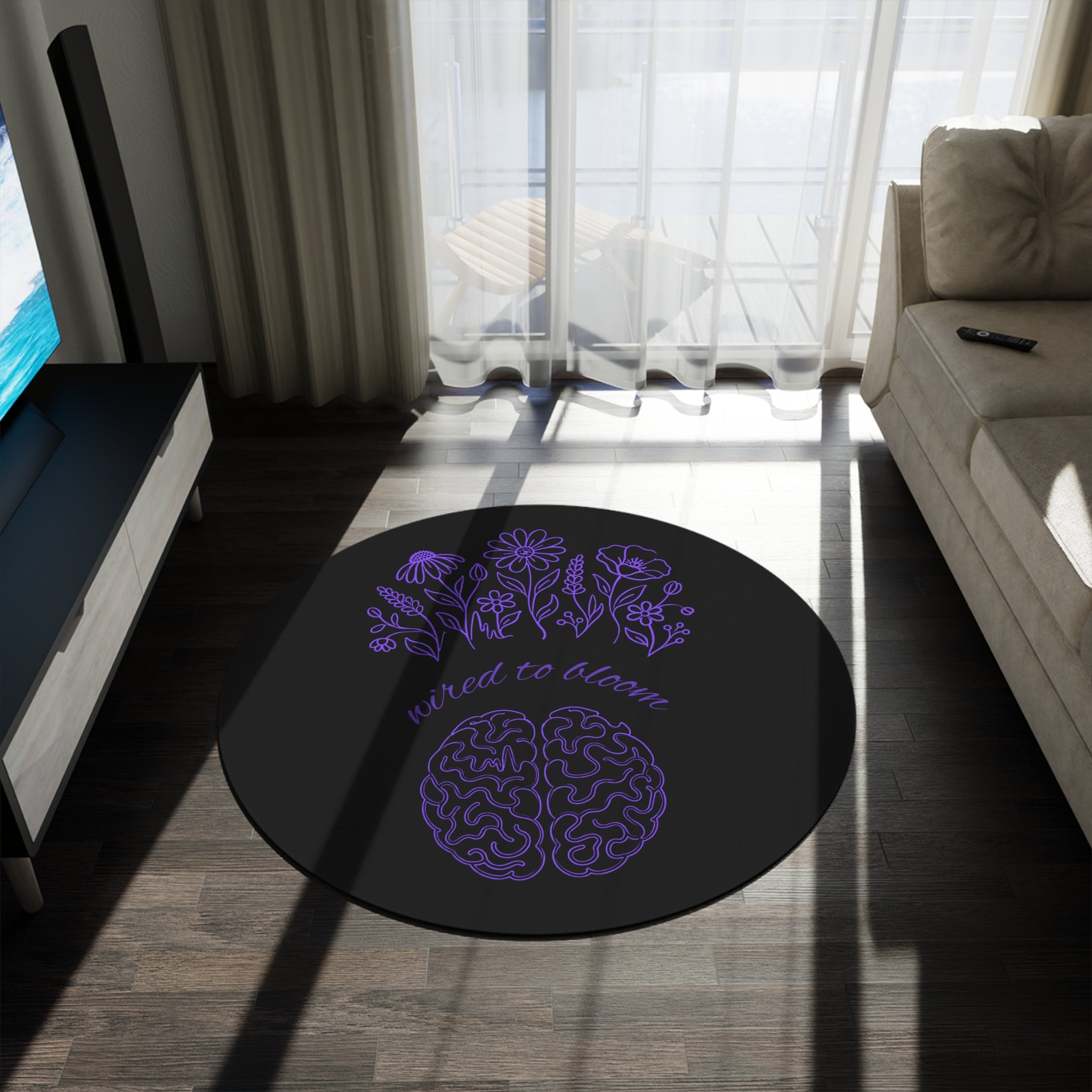 Wired to Bloom Epilepsy Awareness Round Rug