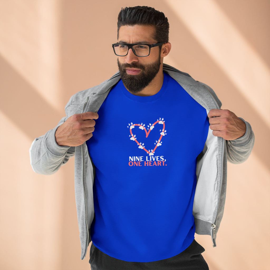 Nine Lives, One Heart – Cat Lover Sweatshirt