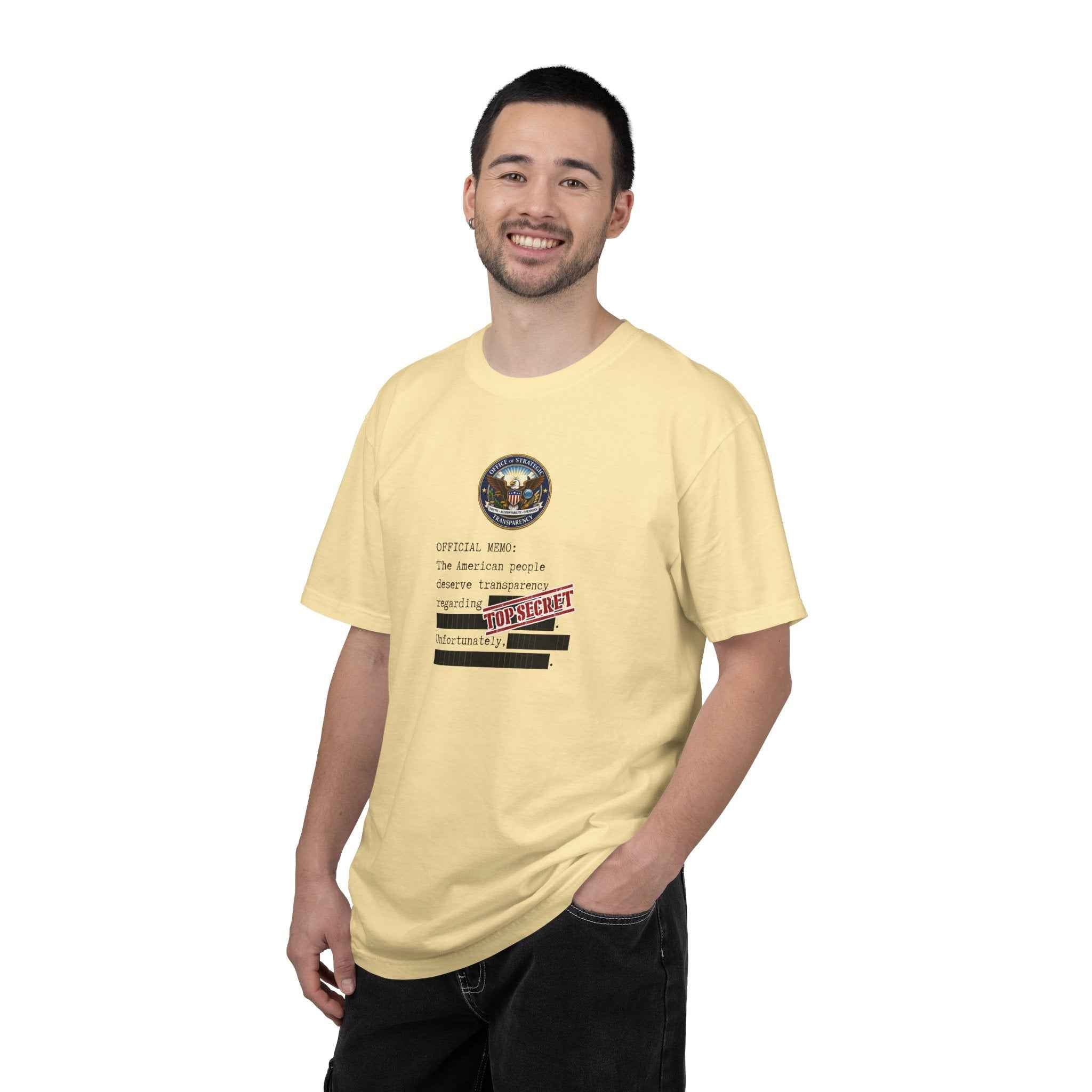 Official Memo “Top Secret” Unisex T-Shirt – Redacted Transparency Graphic Tee