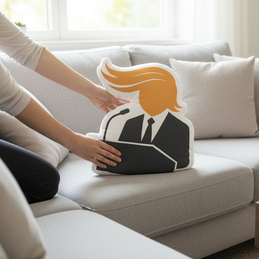 Presidential Podium Hair Swoop Shaped Pillow – Political Parody Decor