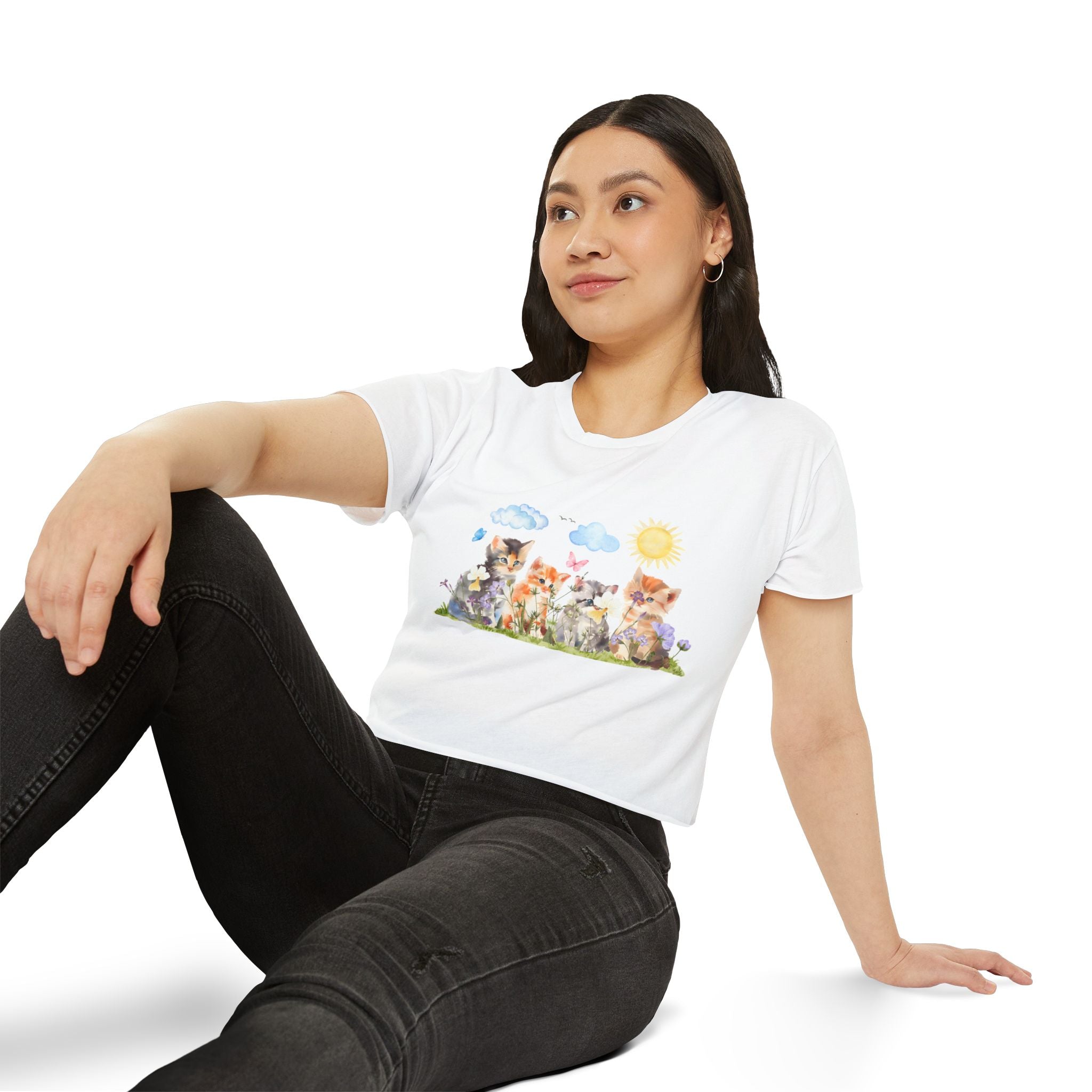 Whiskers in Bloom Watercolor Crop Top