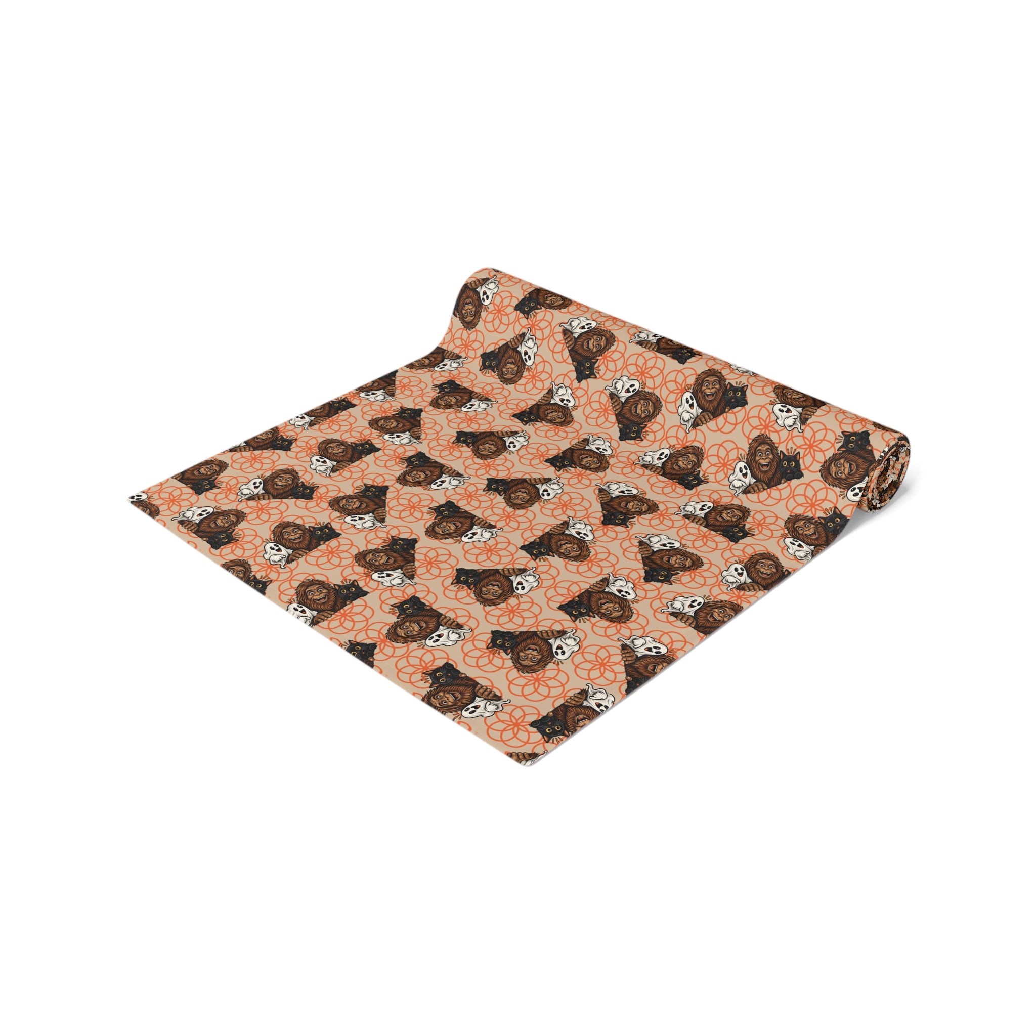 Bigfoot, Boo & Black Cat Halloween Table Runner