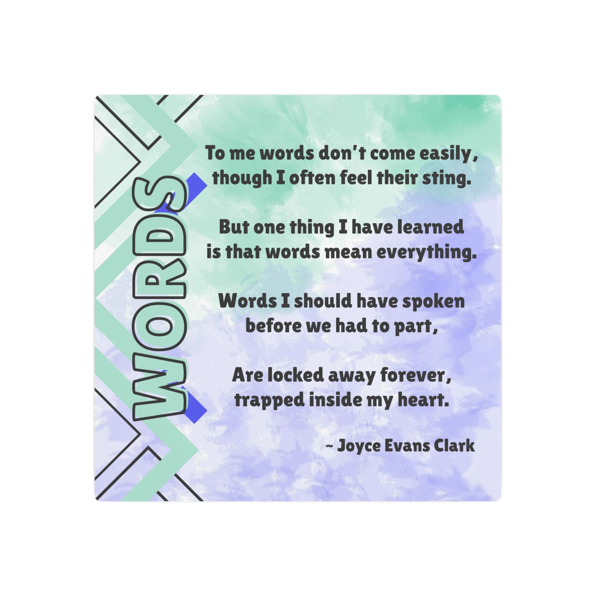 Words Poetry Metal Wall Art Sign, by JEC