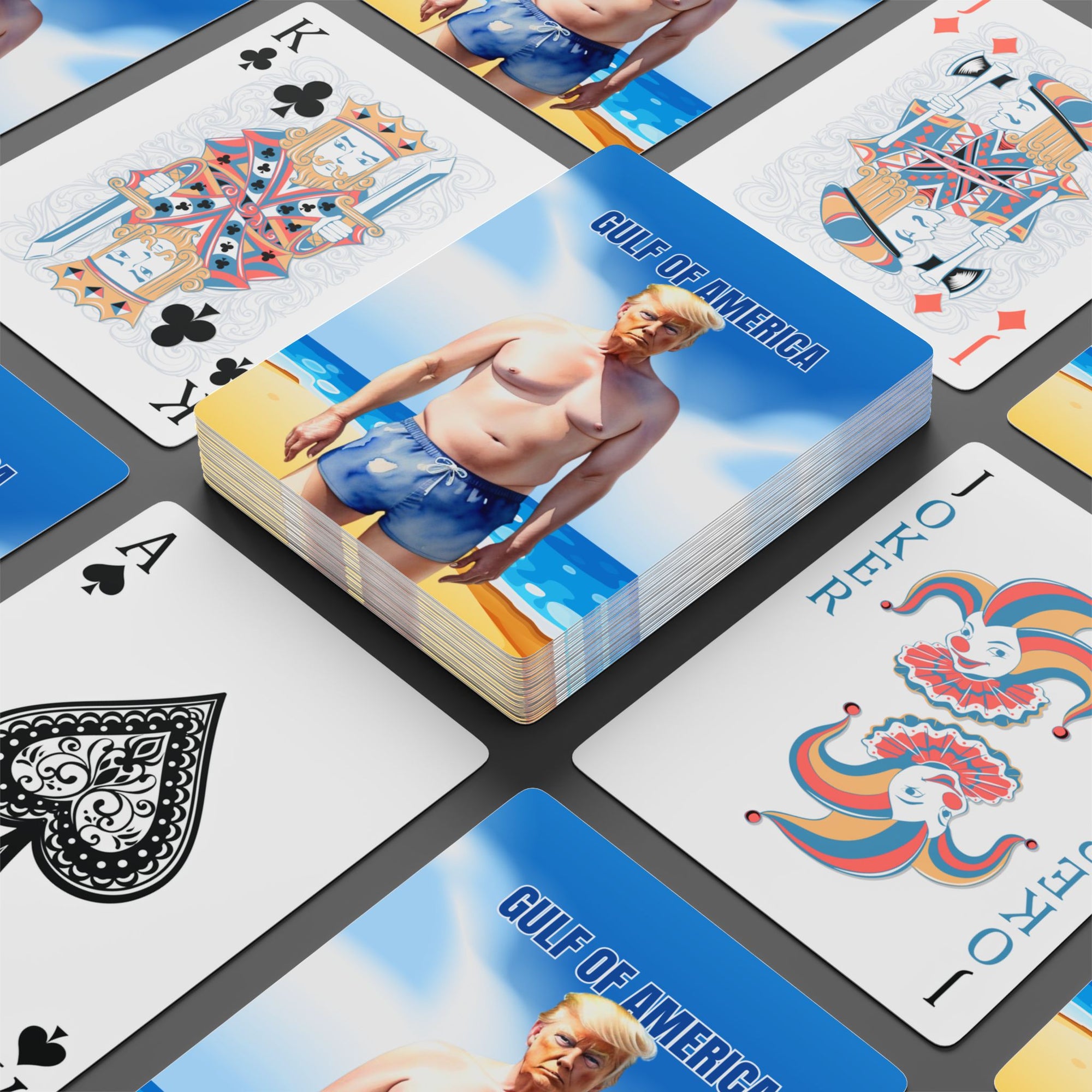 Funny Poker Playing Cards - American Gulf Theme with Ace of Spades Design
