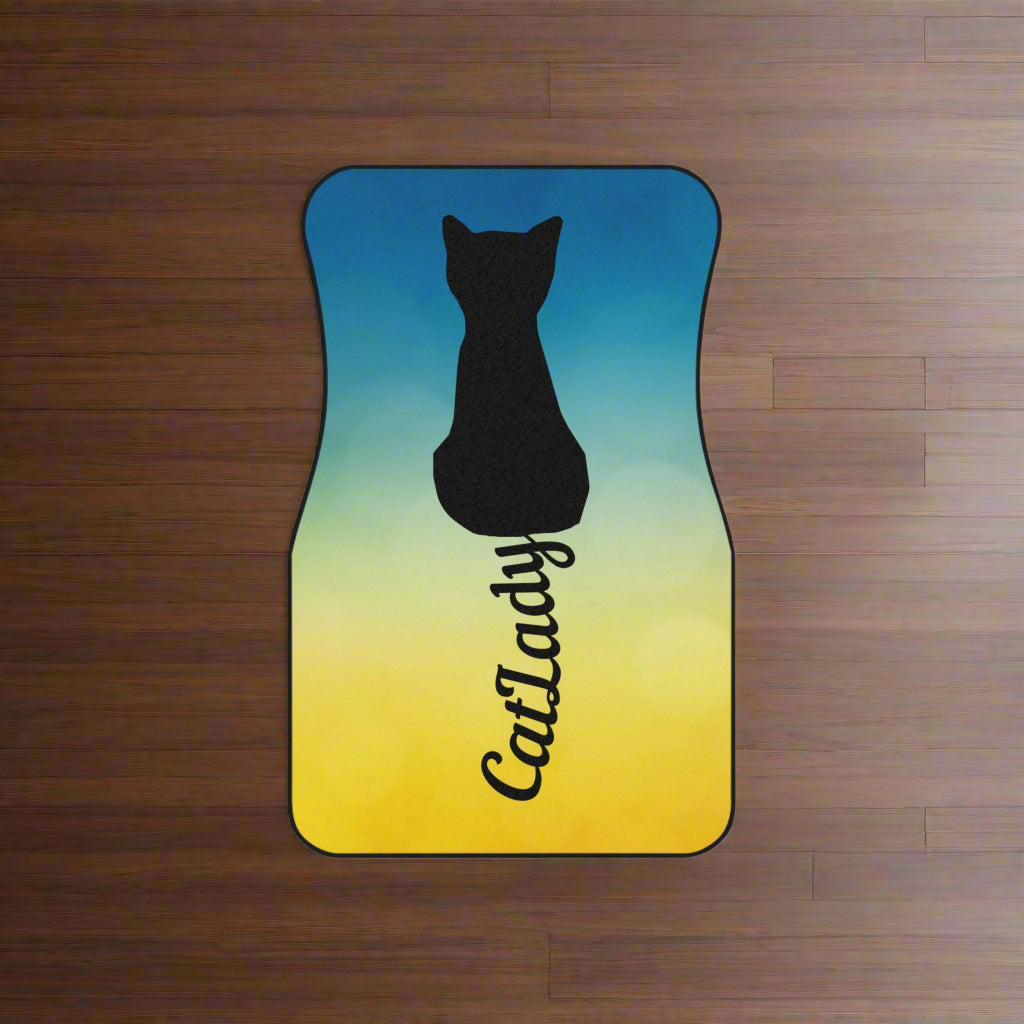 Cursive Tail Cat Lady Car Mats, Fun Car Decor