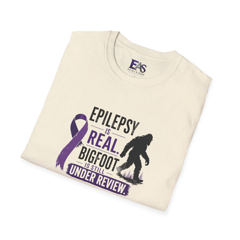 Epilepsy Awareness T-Shirt — "Epilepsy is Real" Purple Ribbon Bigfoot Design