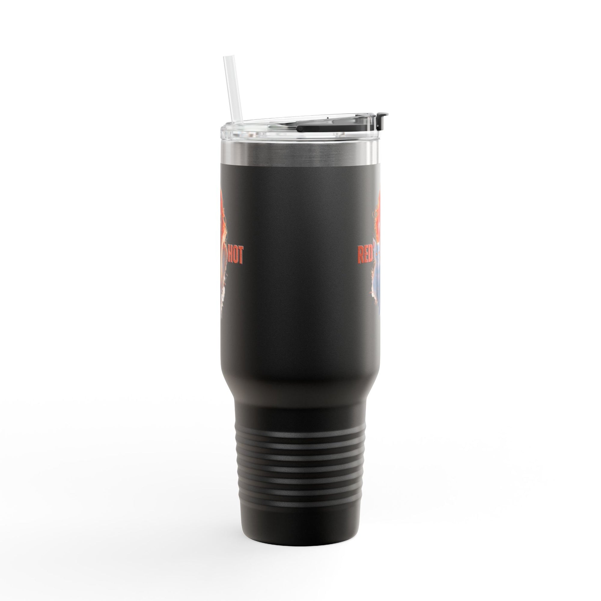 Insulated Travel Mug, Red Hot Vibes, 40oz Coffee Travel Tumbler for Cat Lovers