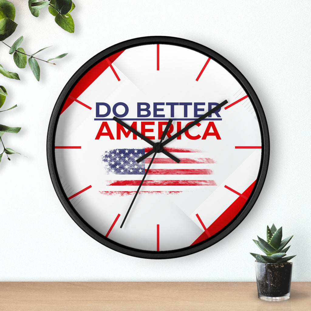 Do Better America Patriotic Silent Wall Clock – 10" Wood Frame Flag Clock