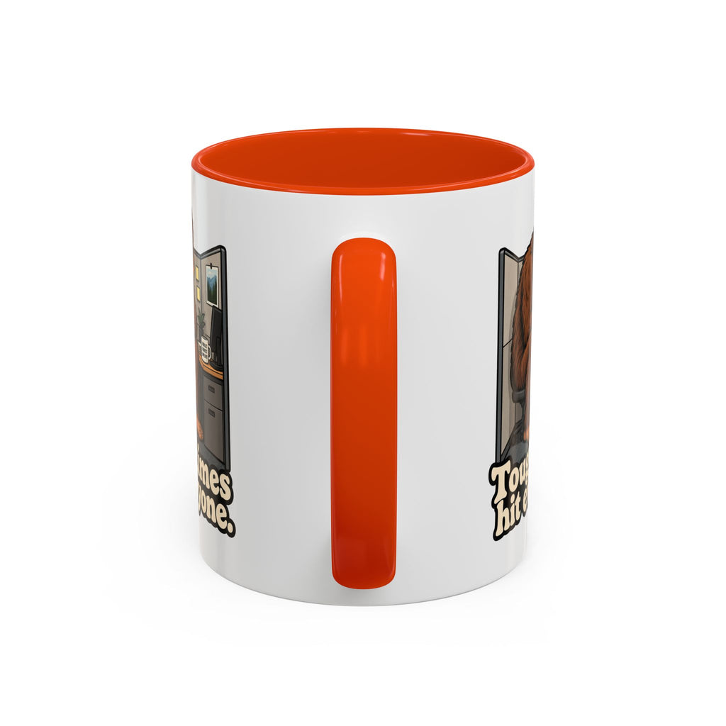 Tough Times Hit Everyone Bigfoot Office Humor Accent Coffee Mug (11oz/15oz)