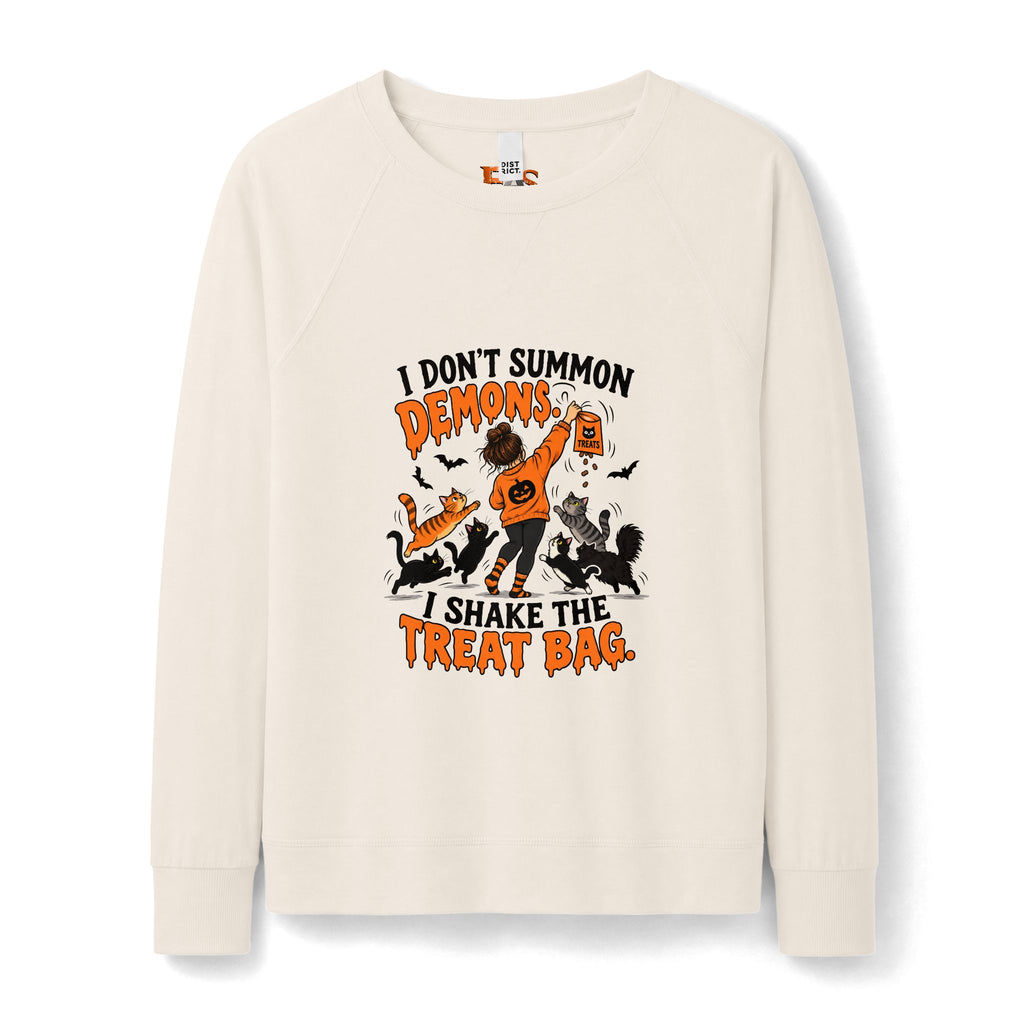 I Don’t Summon Demons, I Shake the Treat Bag Halloween Cat Sweatshirt