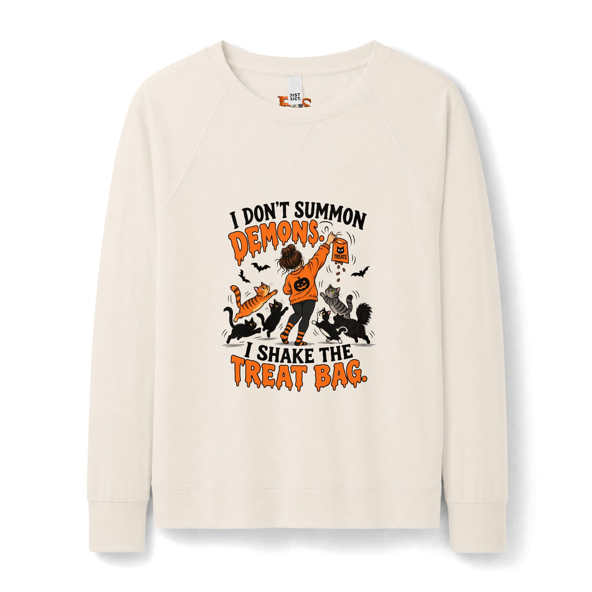 I Don’t Summon Demons, I Shake the Treat Bag Halloween Cat Sweatshirt