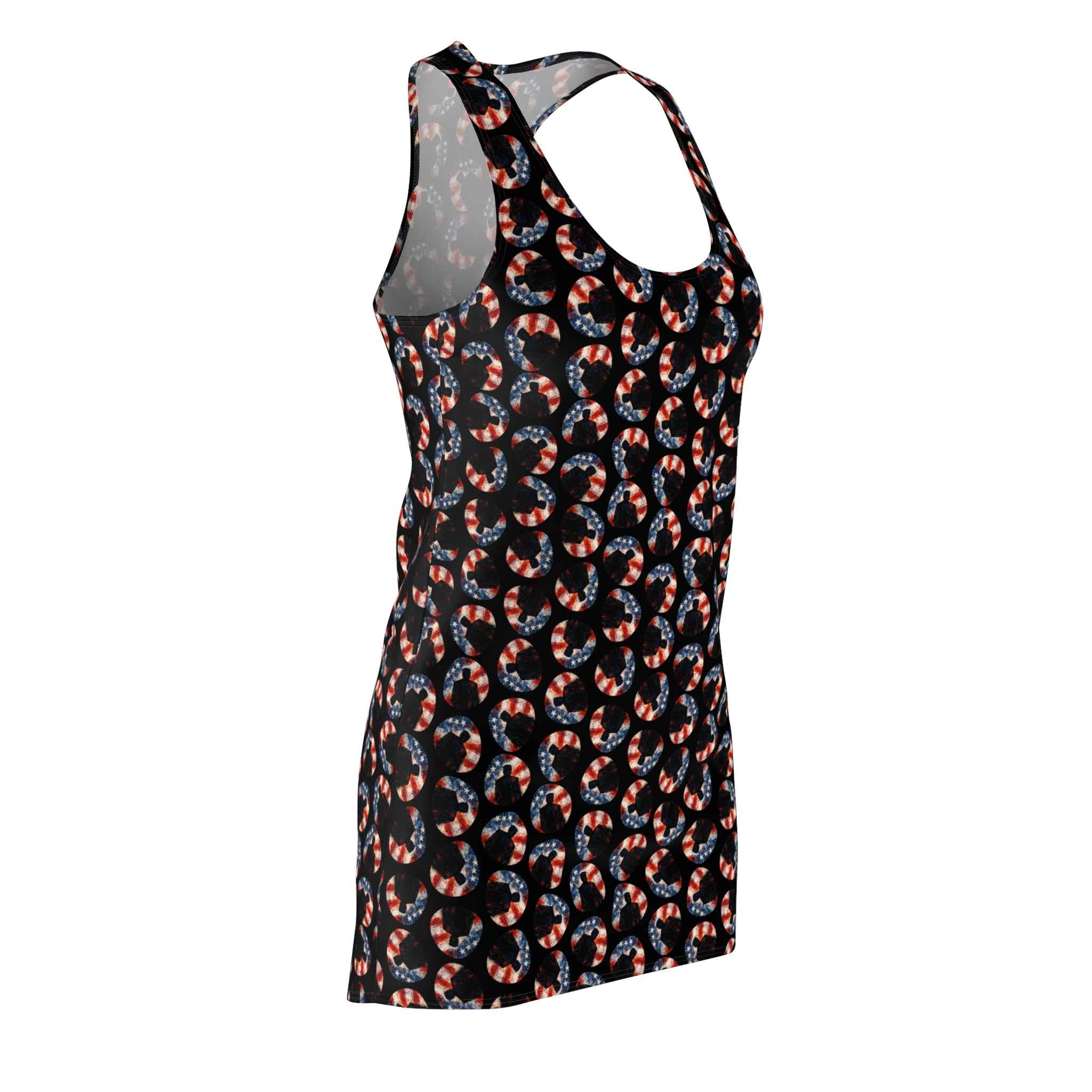 Stars & Stripes Crescent Racerback Dress – Patriotic Athletic Tank Dress