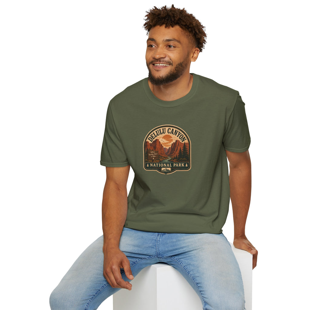 Delulu Canyon National Park Unisex T-Shirt | Funny Retro National Park Parody Tee