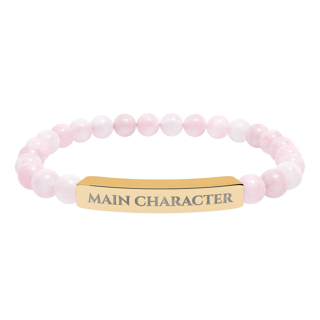 Main Character Natural Stone Engraved Bar Bracelet