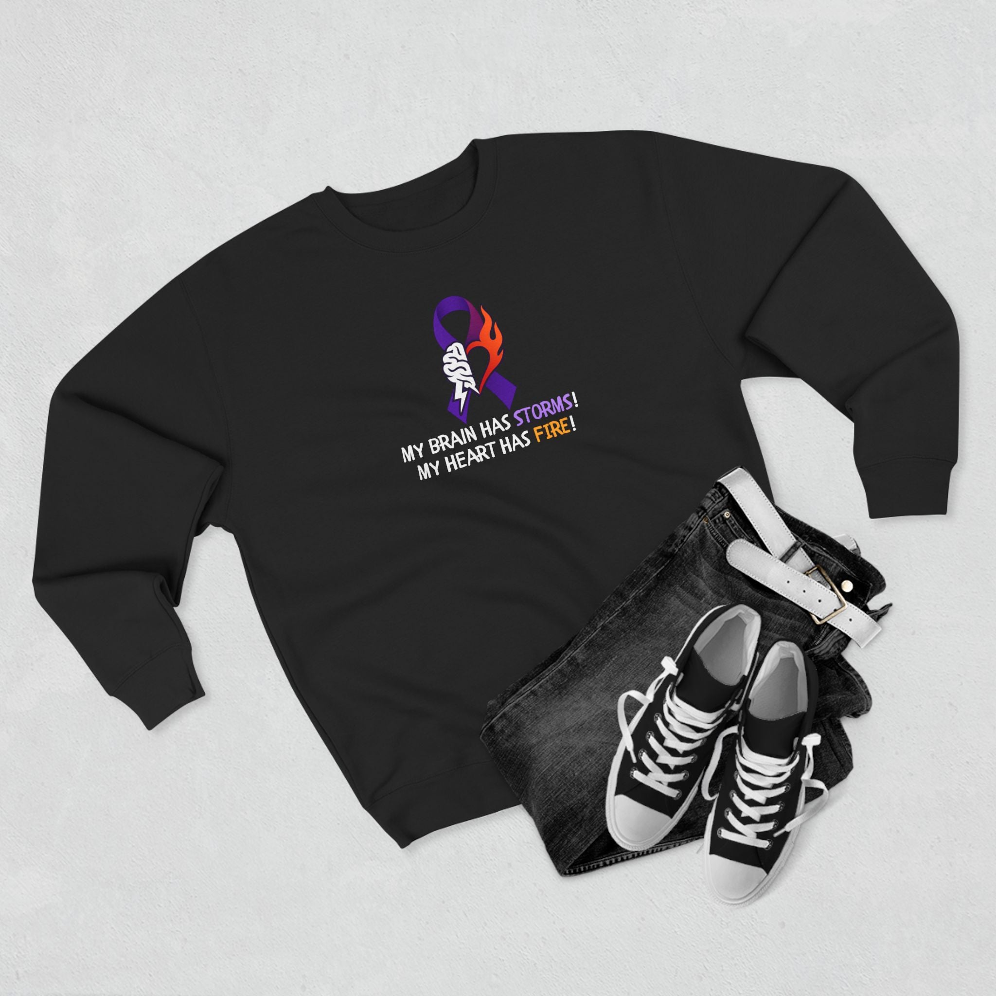 Epilepsy Awareness “Brain Storms & Heart Fire” Unisex Sweatshirt