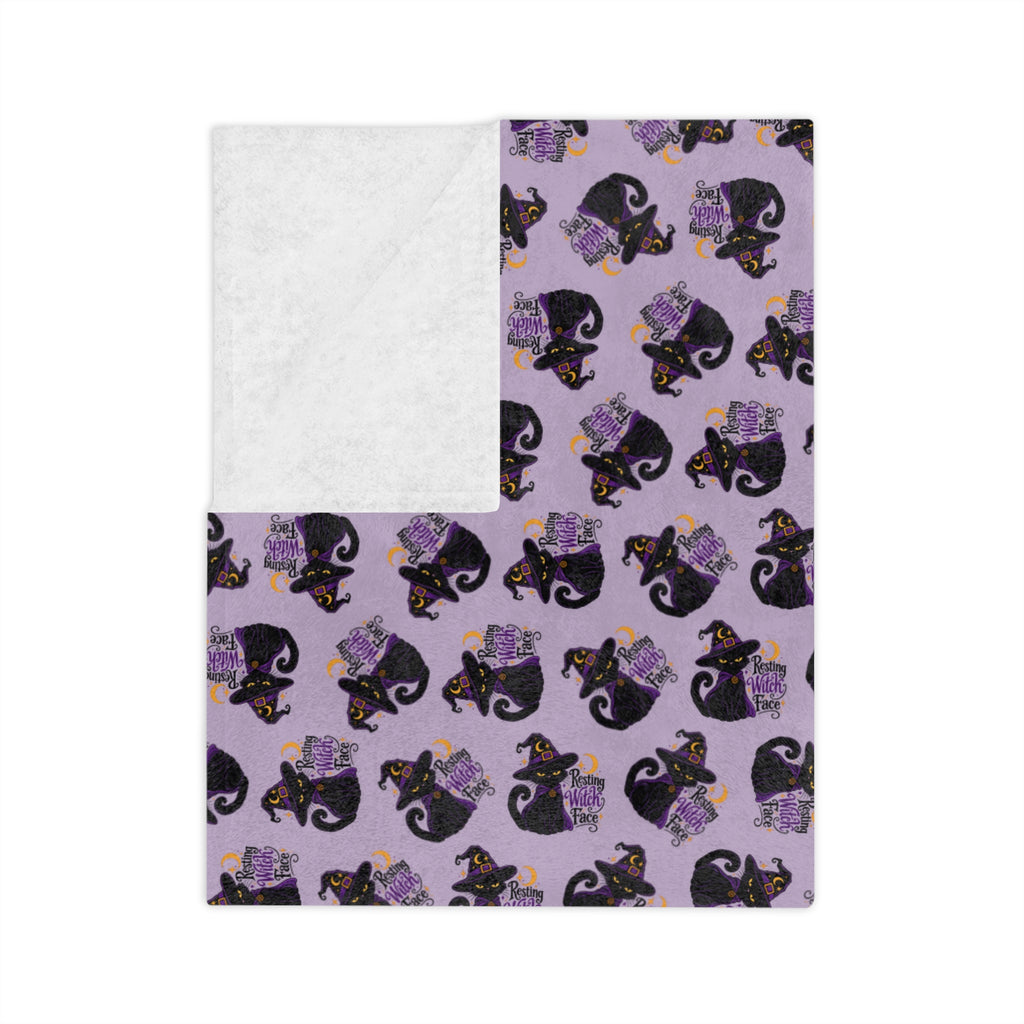 Resting Witch Face Black Cat Velveteen Blanket