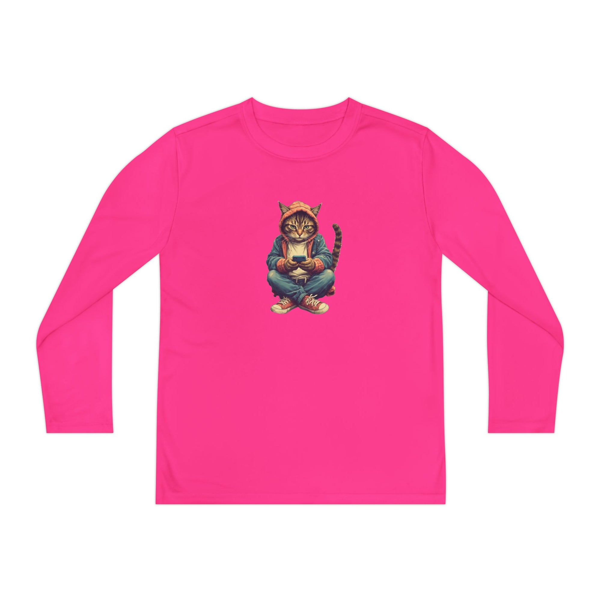 Popular Cat Lover's Youth Long Sleeve Tee, Cute Cat Apparel