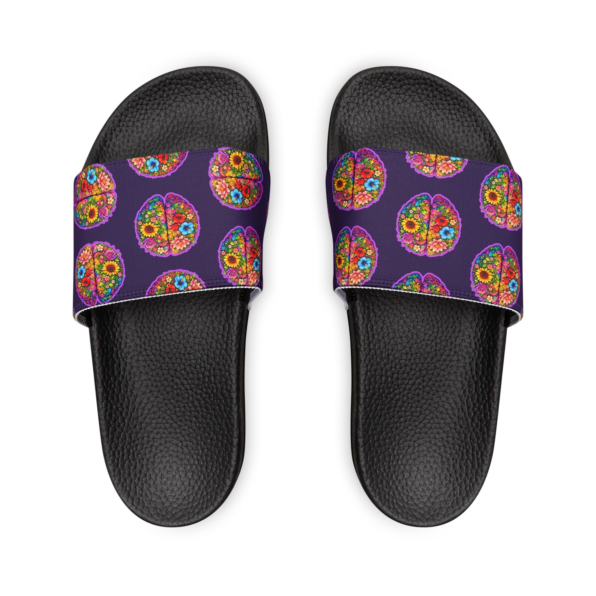 Floral Brain Women's Slide Sandals – Epilepsy Awareness Comfort Slides