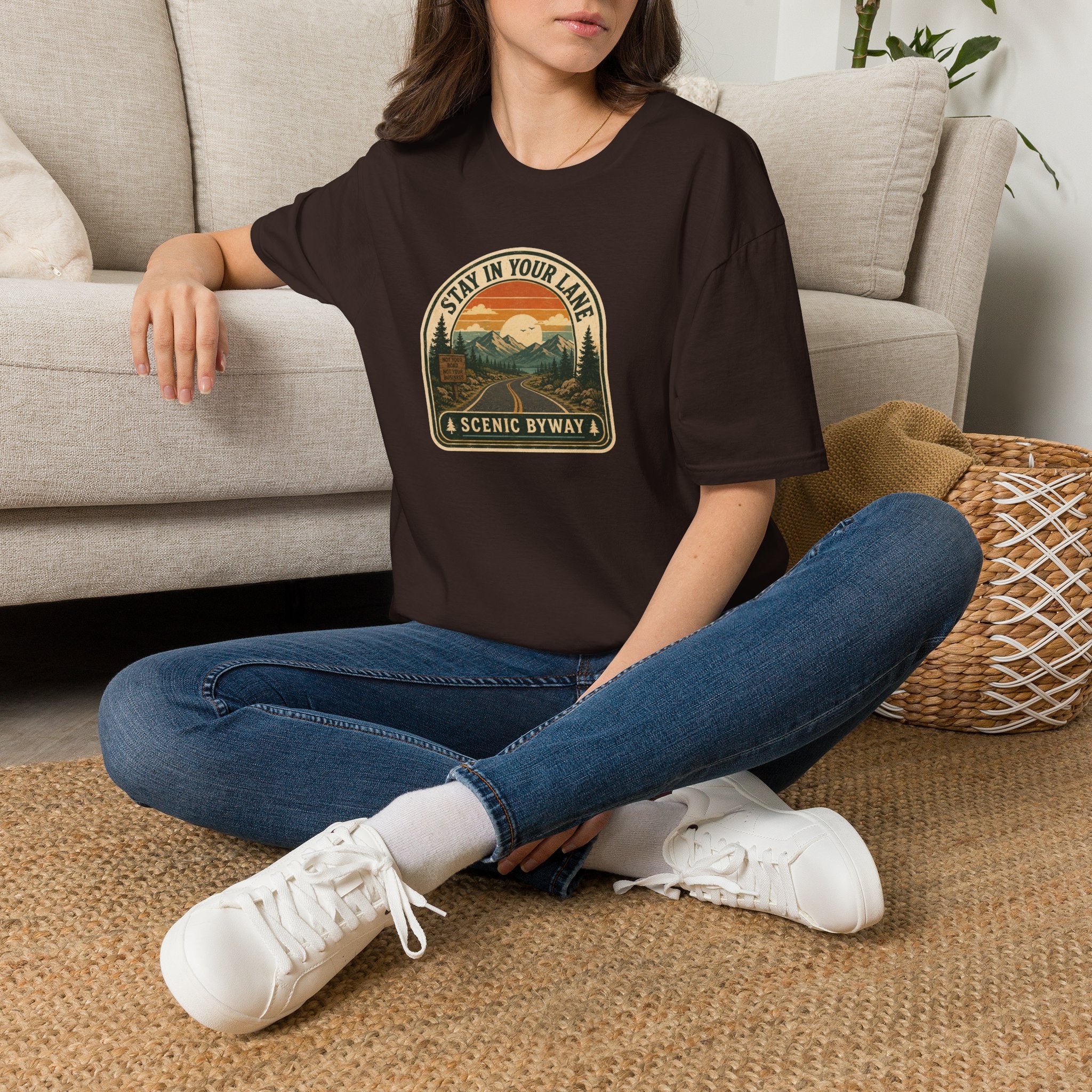 Stay in Your Lane Scenic Byway Unisex T-Shirt | Retro Road Trip Graphic Tee