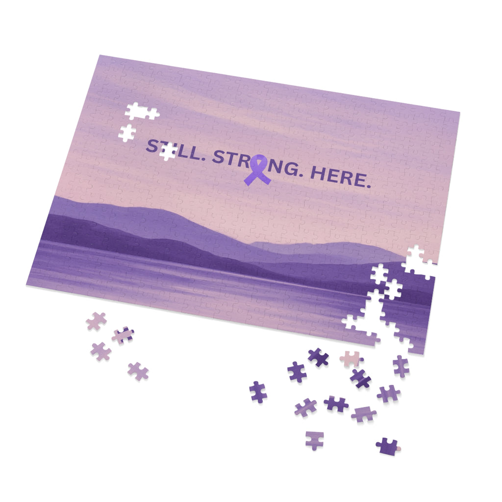 “Still. Strong. Here.” Epilepsy Awareness Jigsaw Puzzle — Lavender Horizon Design