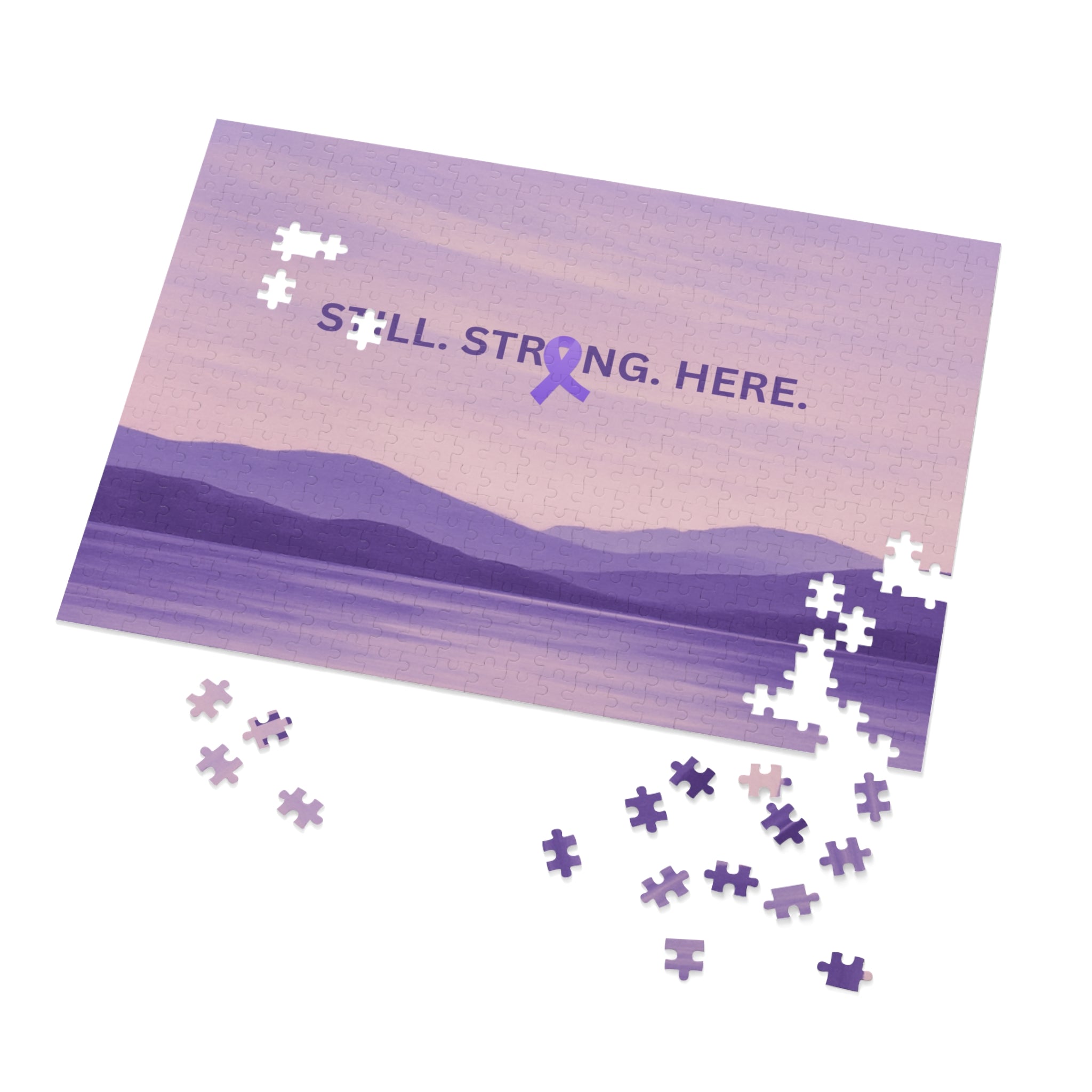“Still. Strong. Here.” Epilepsy Awareness Jigsaw Puzzle — Lavender Horizon Design