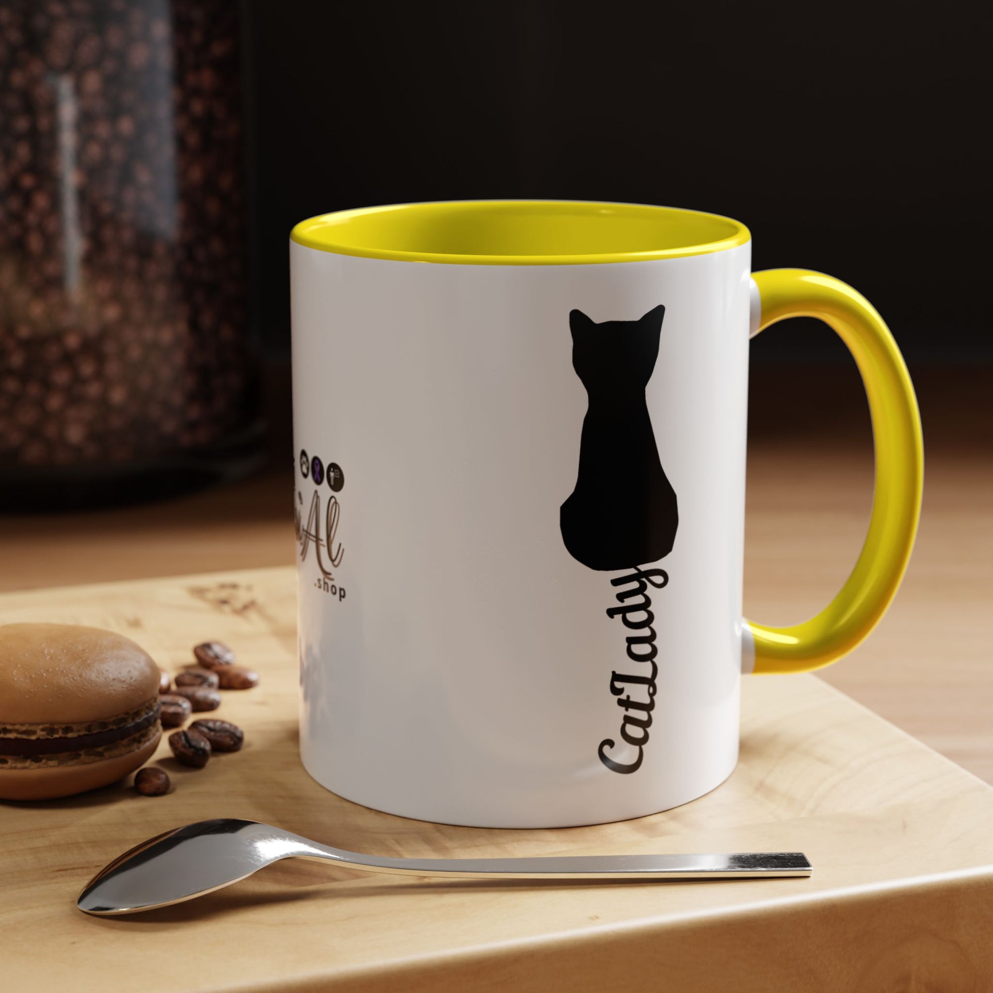 Cursive Tail Cat Lady Coffee Mug, Gift for Cat Lovers