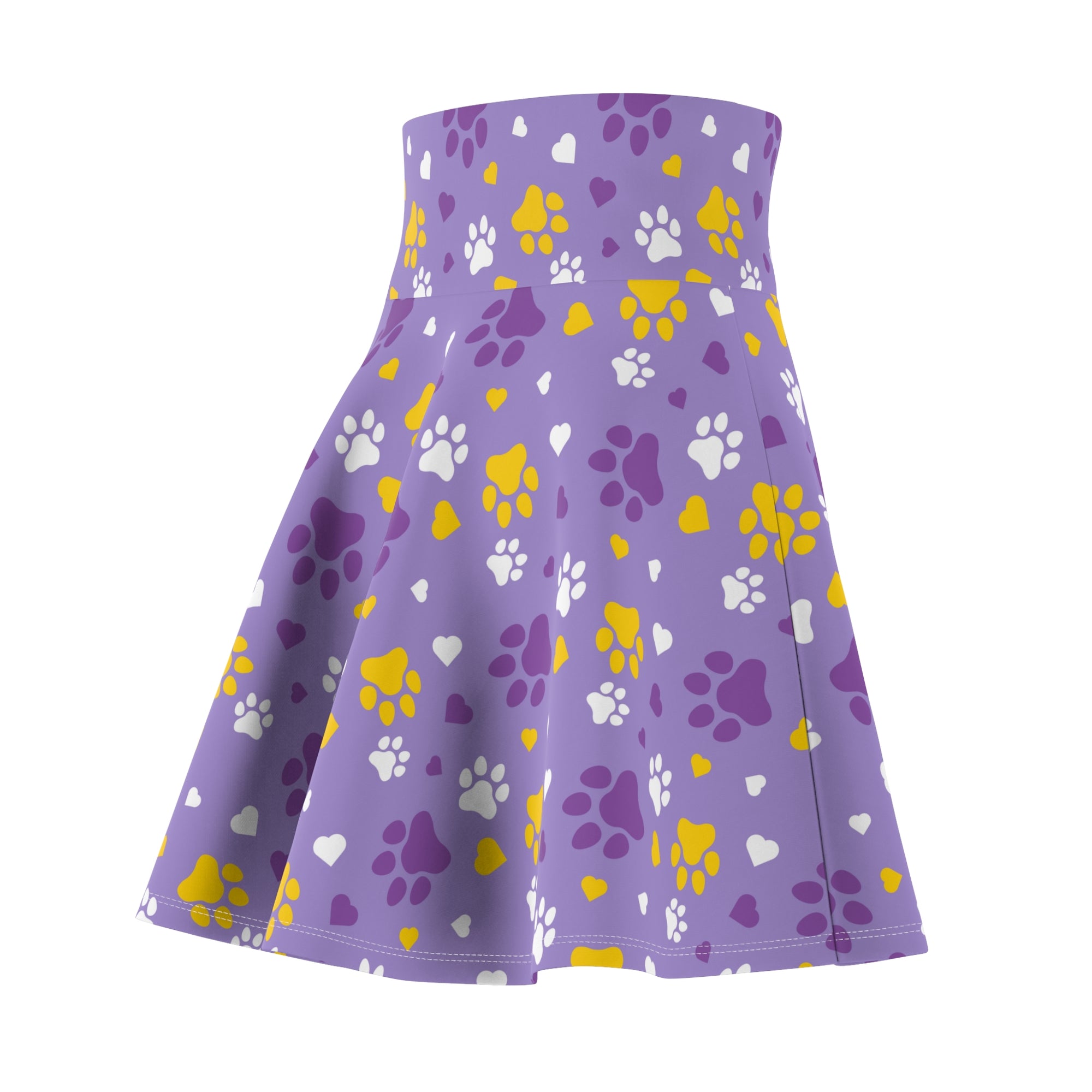 Gold Paws on Purple Women's Skater Skirt - All Over Prints - Epileptic Al’s Shop