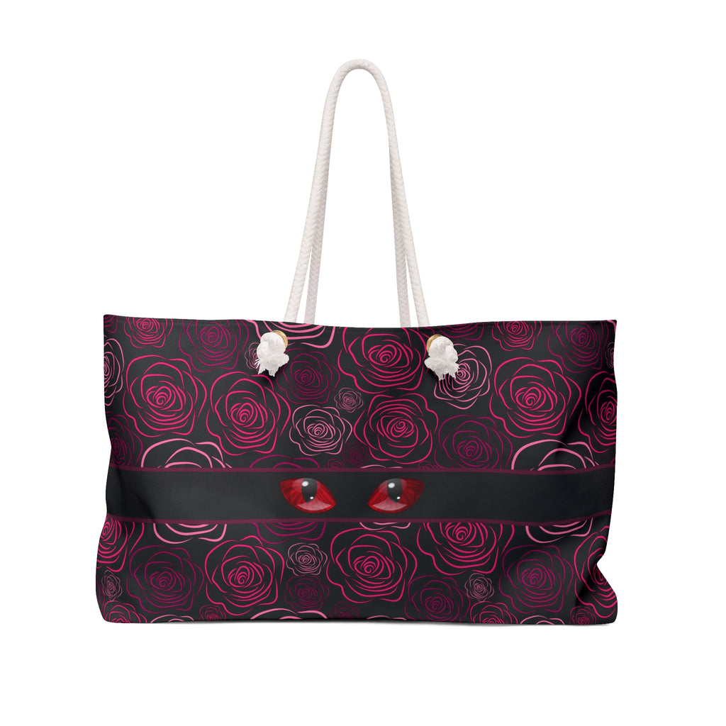 Peeking Cat Eyes Gothic Rose Weekender Bag