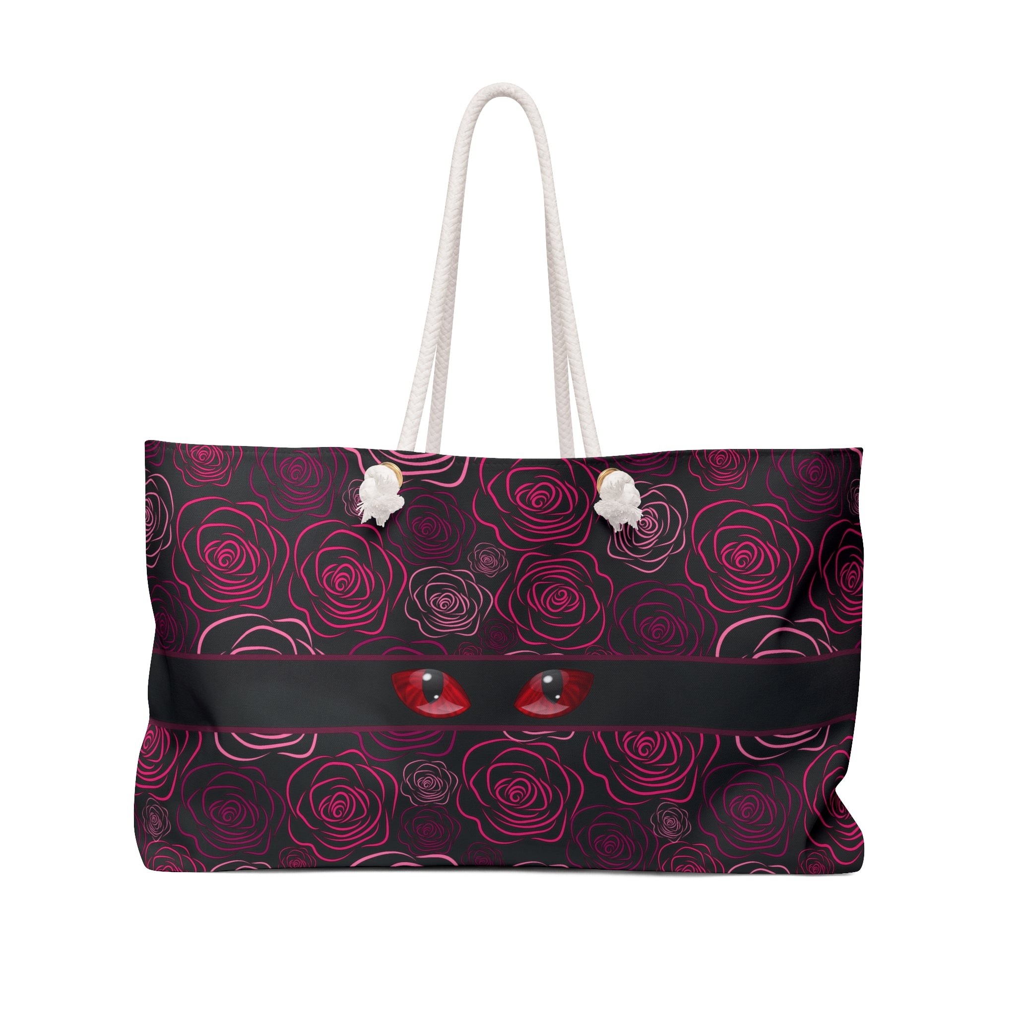 Peeking Cat Eyes Gothic Rose Weekender Bag