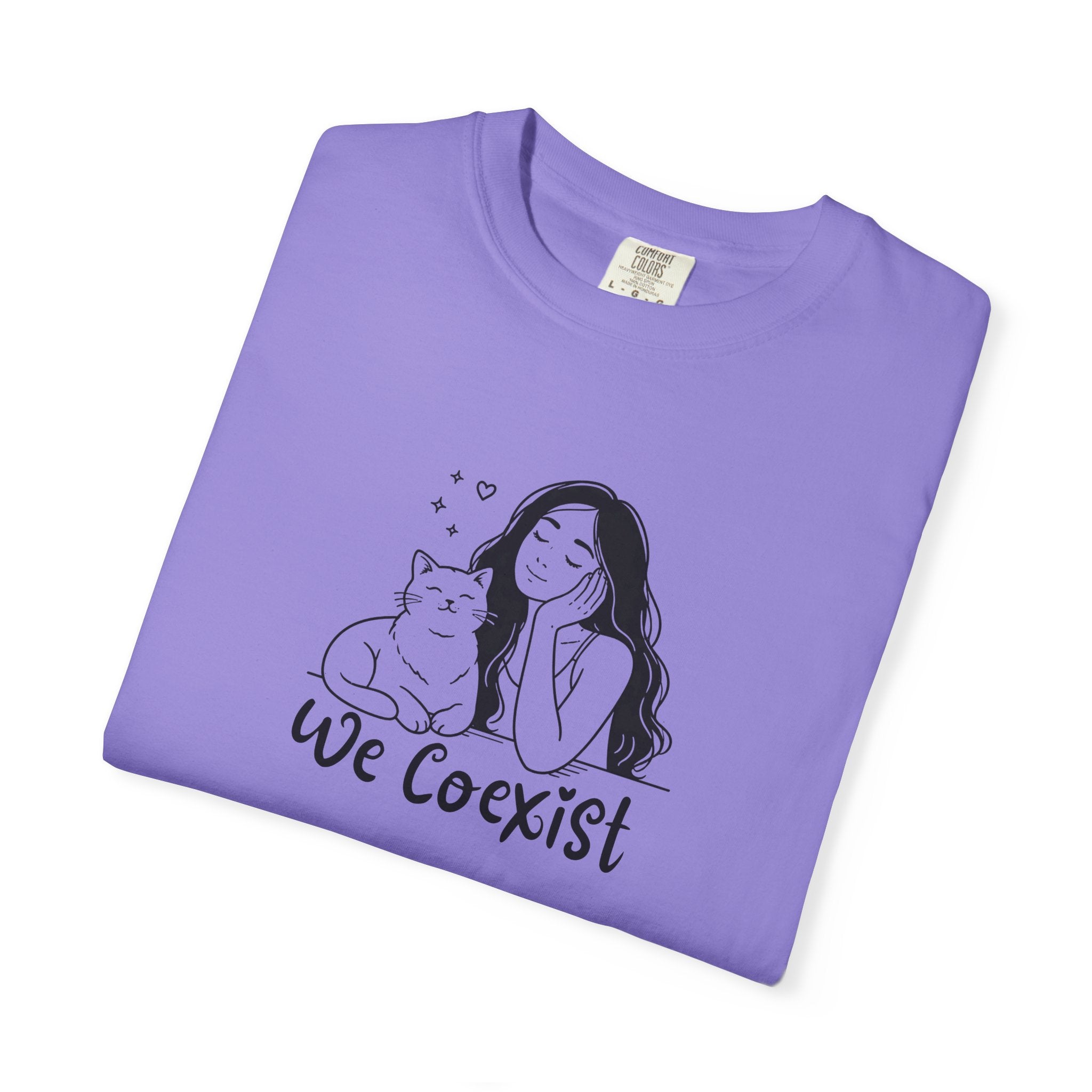 We Coexist T-Shirt – Minimalist Cat Lover Graphic Tee