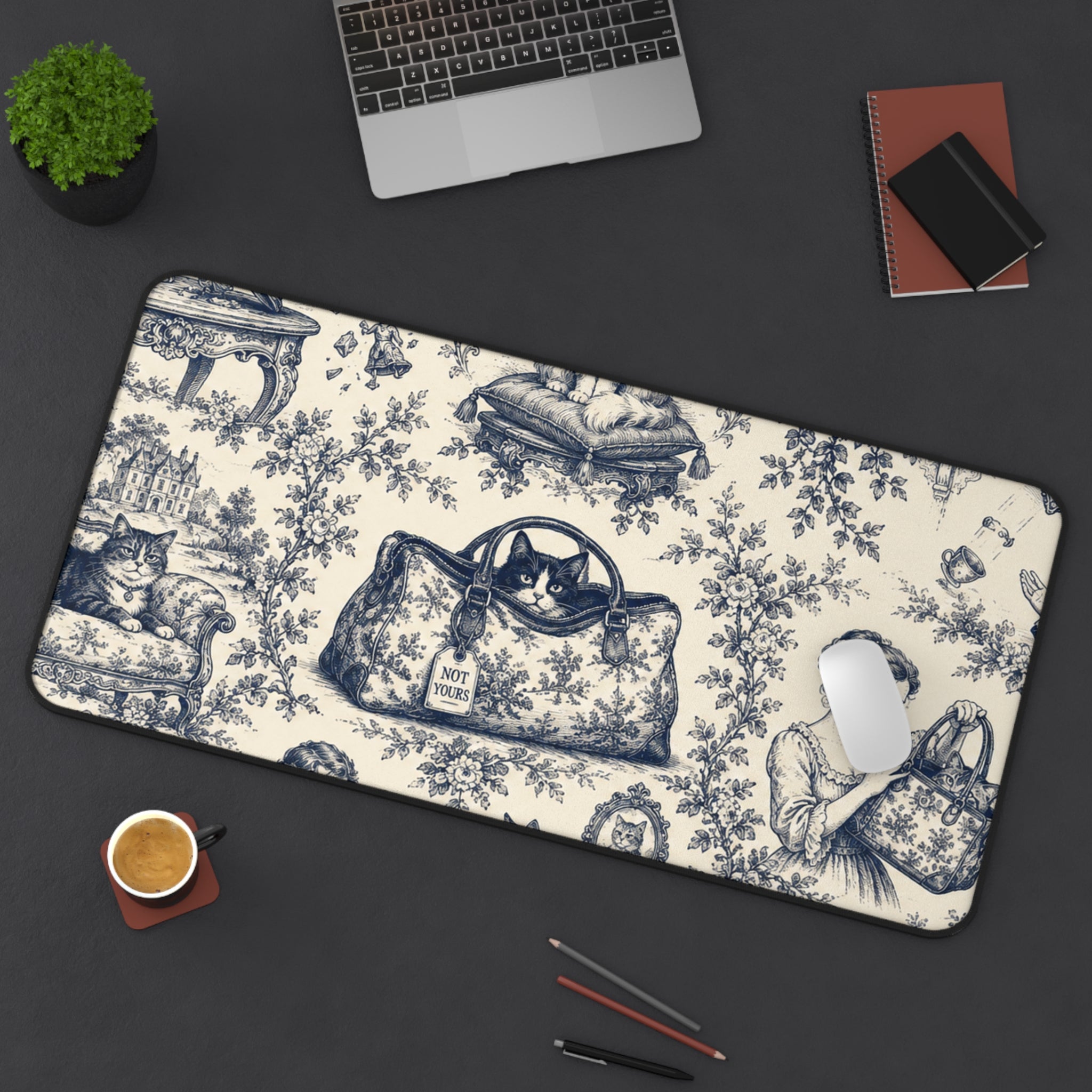 Not Yours Cat Toile Desk Mat
