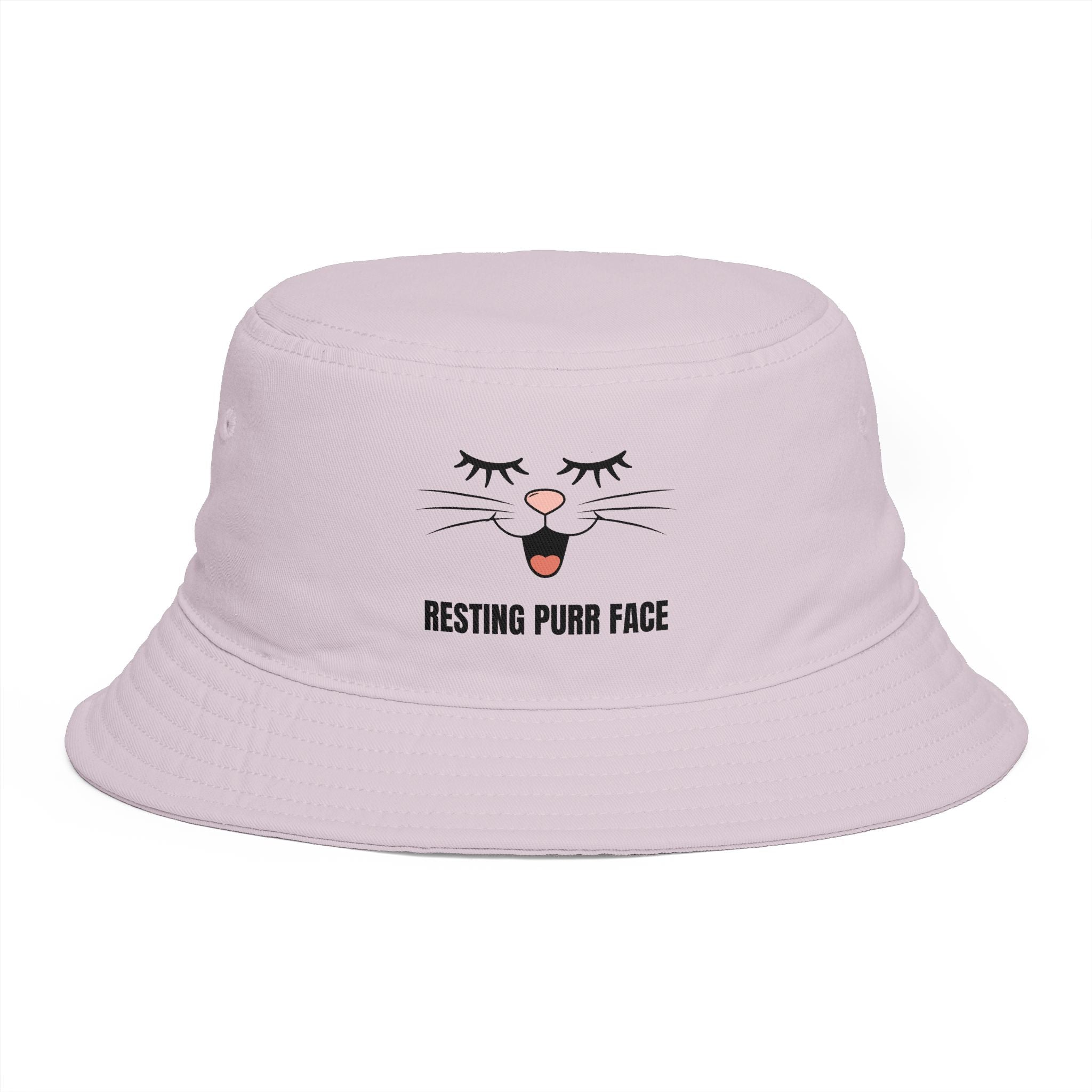 Resting Purr Face Embroidered Cat Bucket Hat