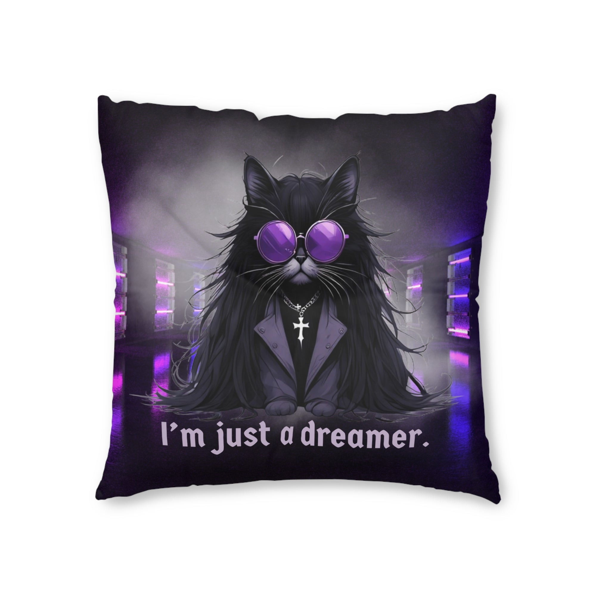 Dreamer Ozzy Cat Tufted Floor Pillow, Square