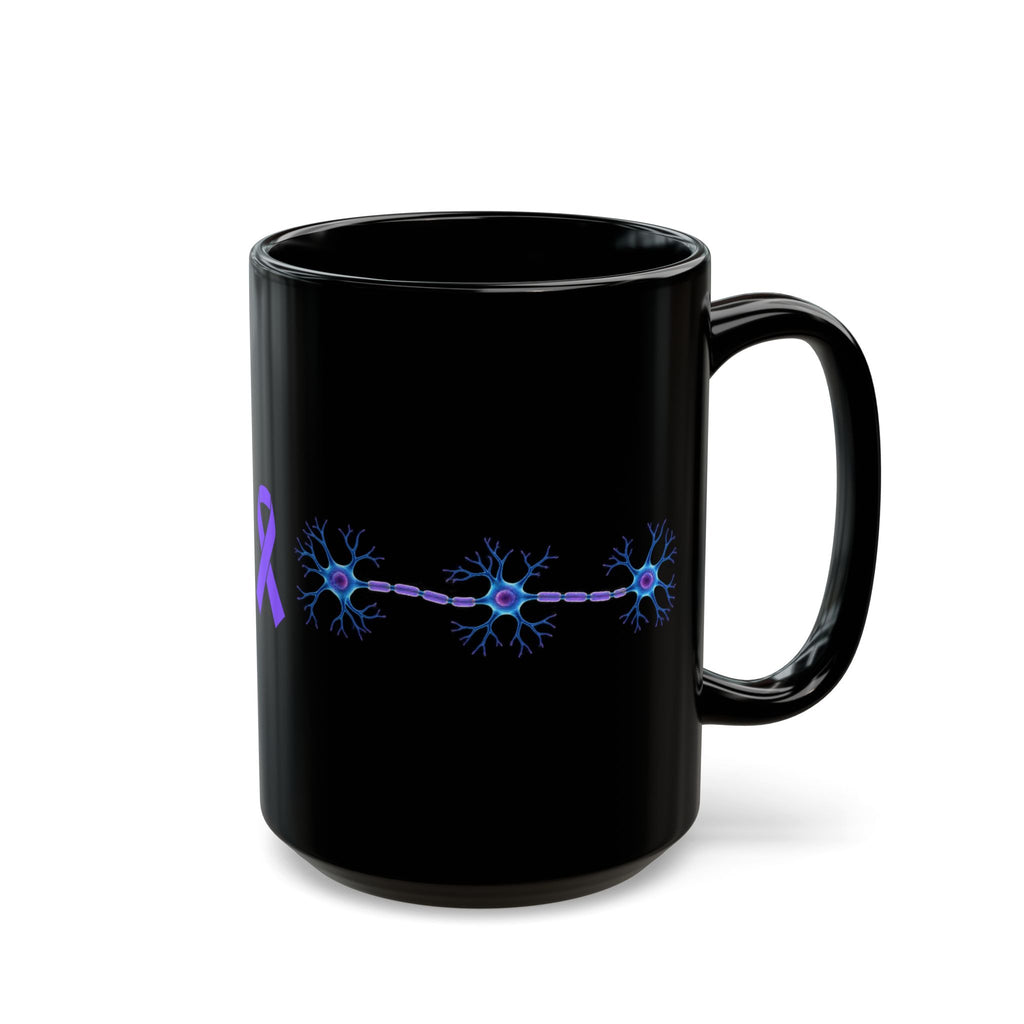 Epilepsy Awareness Neuron & Purple Ribbon Black Ceramic Mug | 11 oz & 15 oz