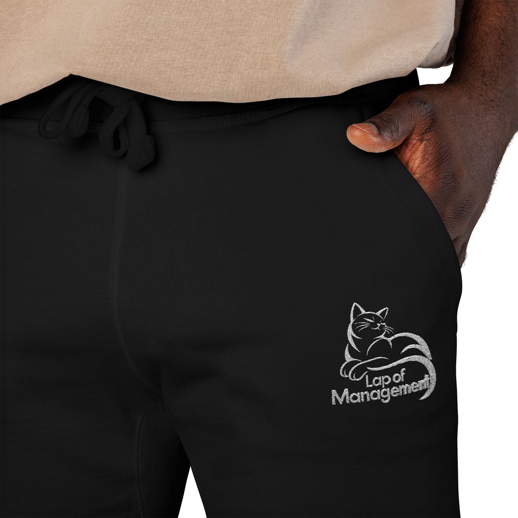 Lap of Management Embroidered Cat Fleece Joggers