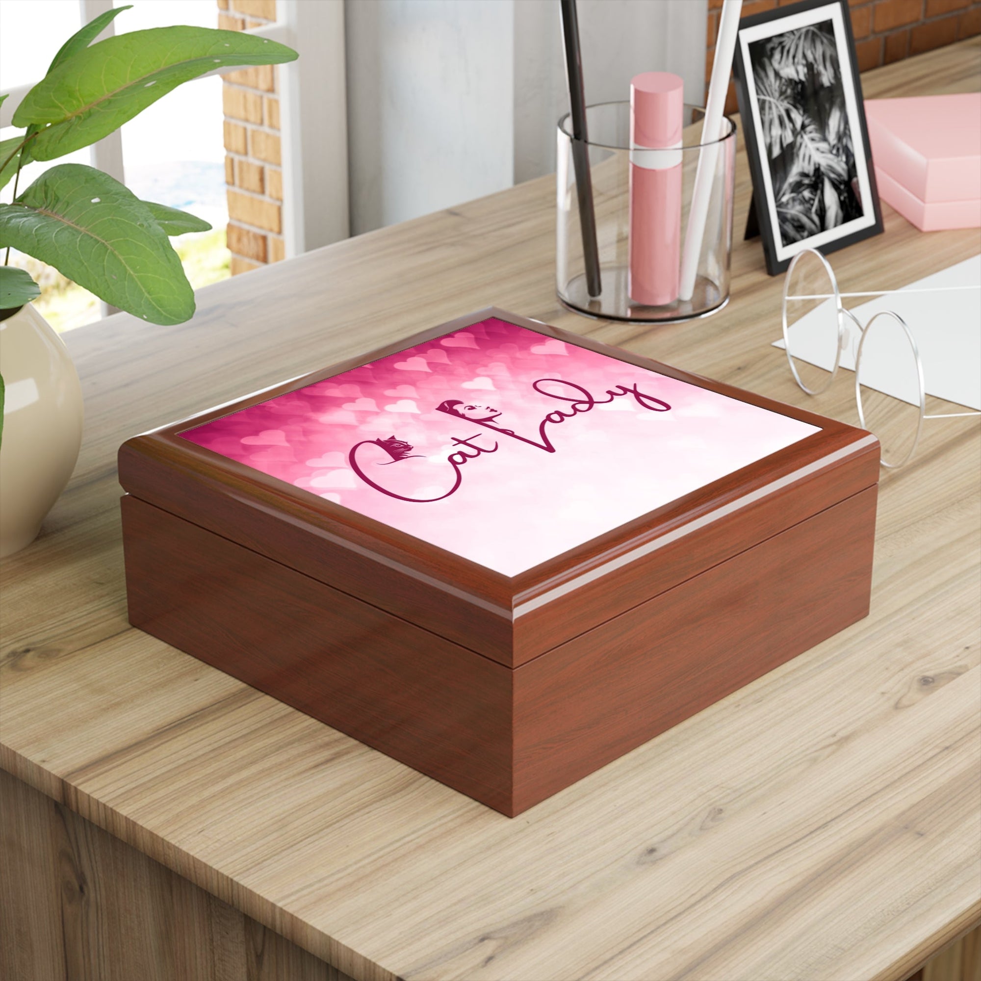 Cat Lady Hearts Jewelry Box - Perfect Gift for Cat Lovers Printify