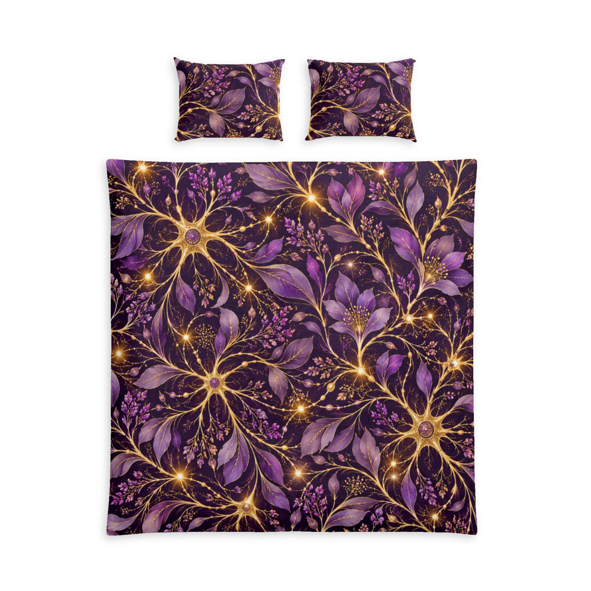 Beautifully Miswired Purple & Gold Neuron Bedding Set | Epilepsy Awareness