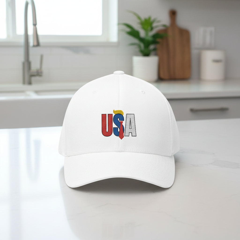 USA Embroidered Cap - Closed-Back Baseball Hat